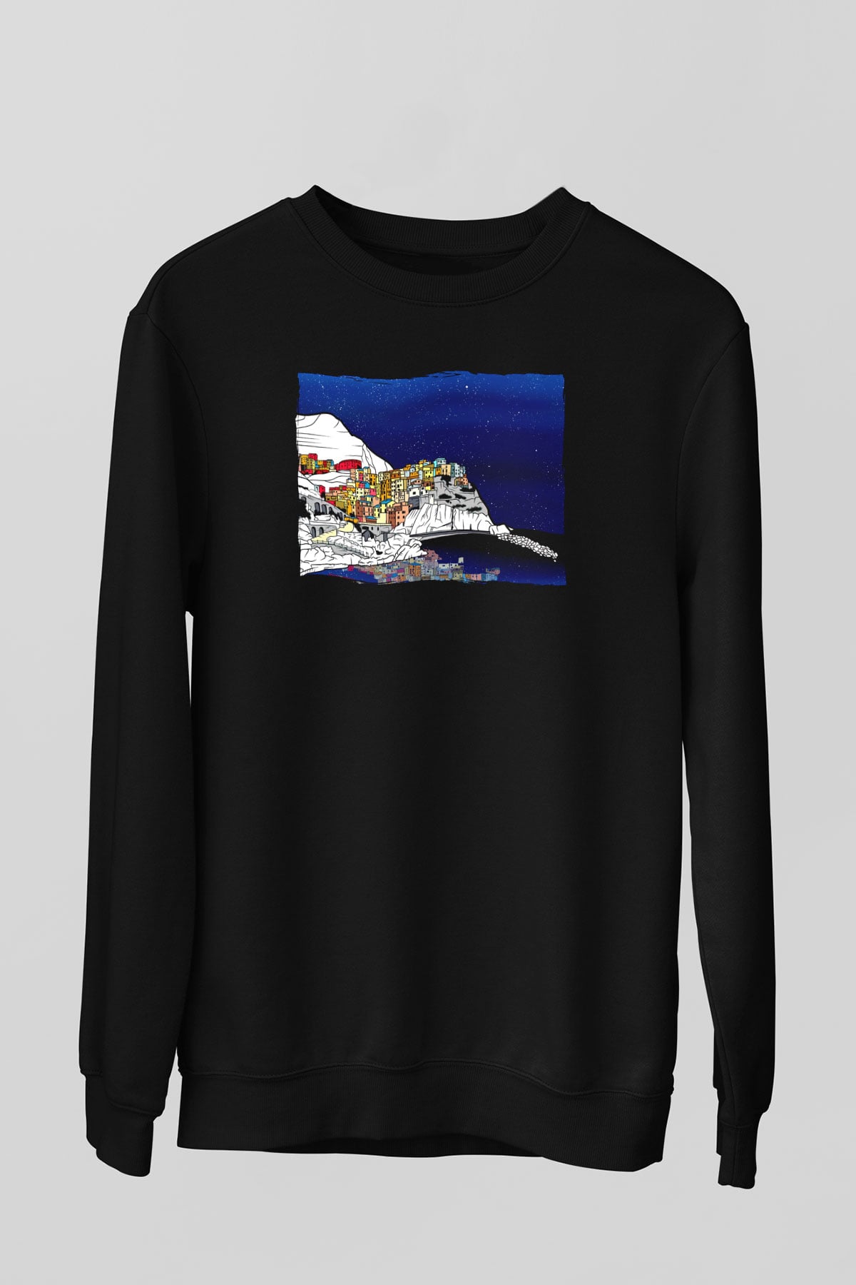 Cinque Terre Siyah Unisex Sweatshirt