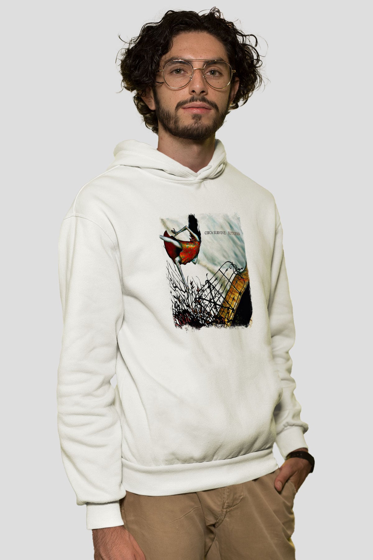 Circa Survive Baskılı Unisex Beyaz Hoodie