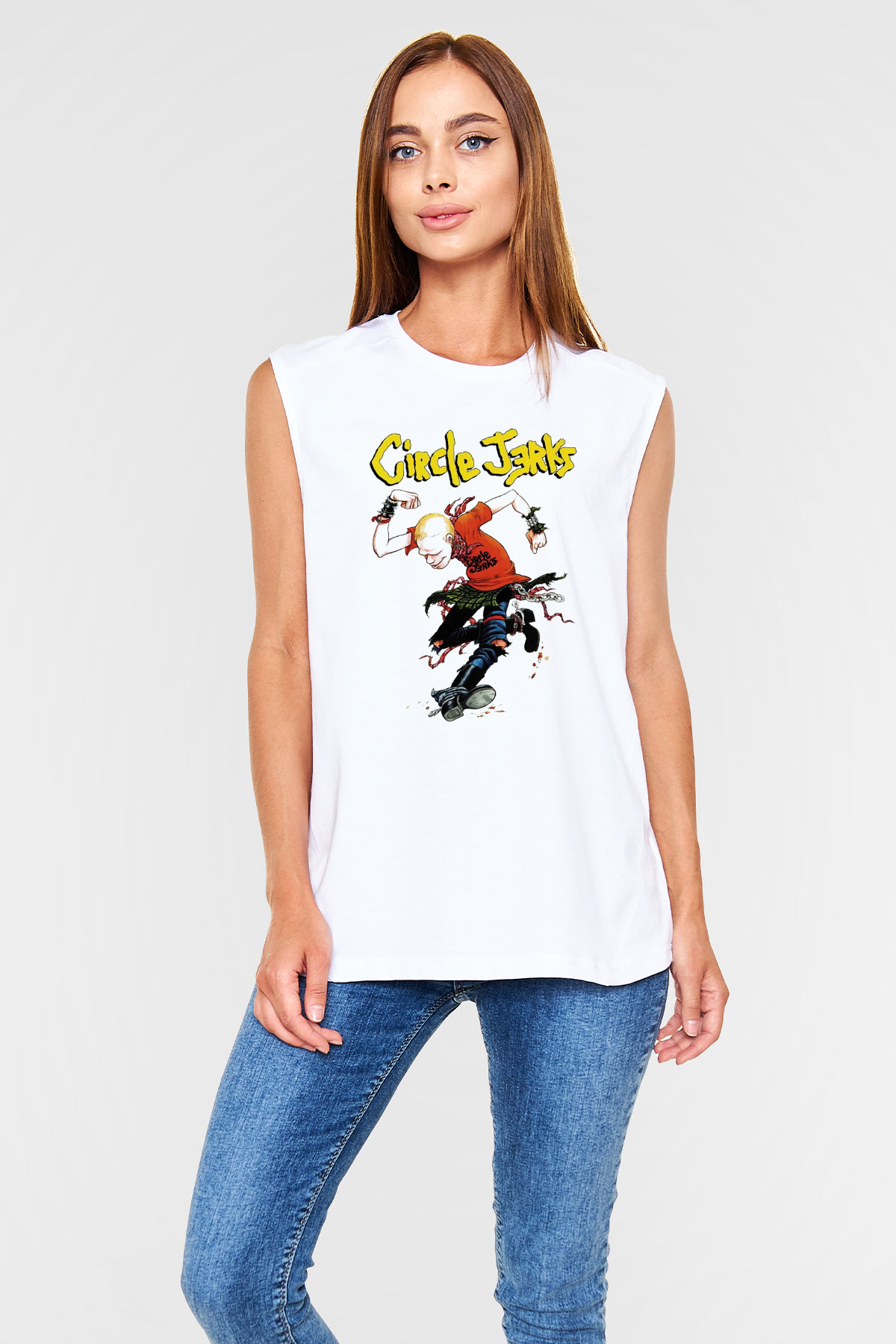 Circle Jerks Beyaz Unisex Kolsuz Tişört