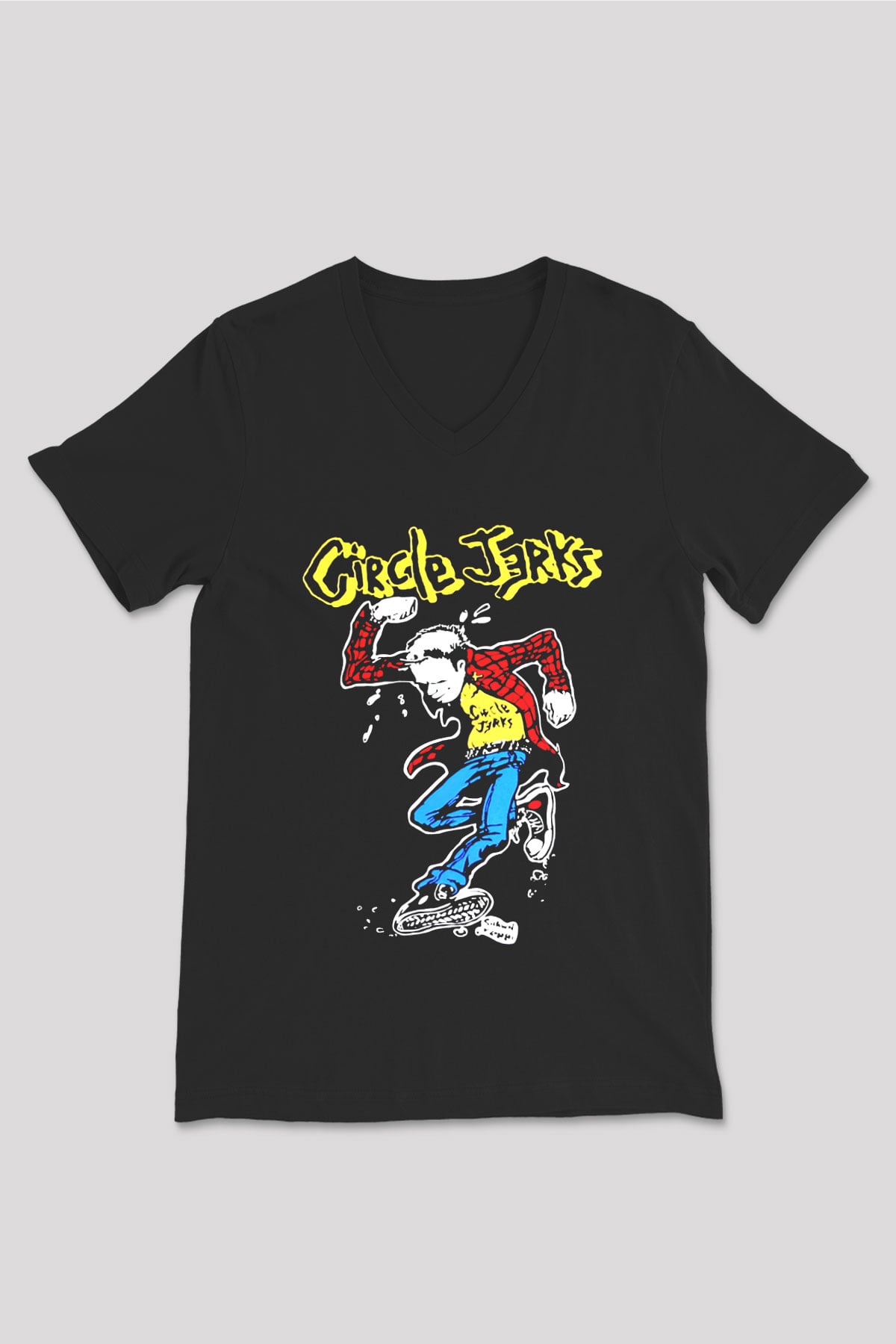 Circle Jerks Siyah Unisex V Yaka Tişört T-Shirt