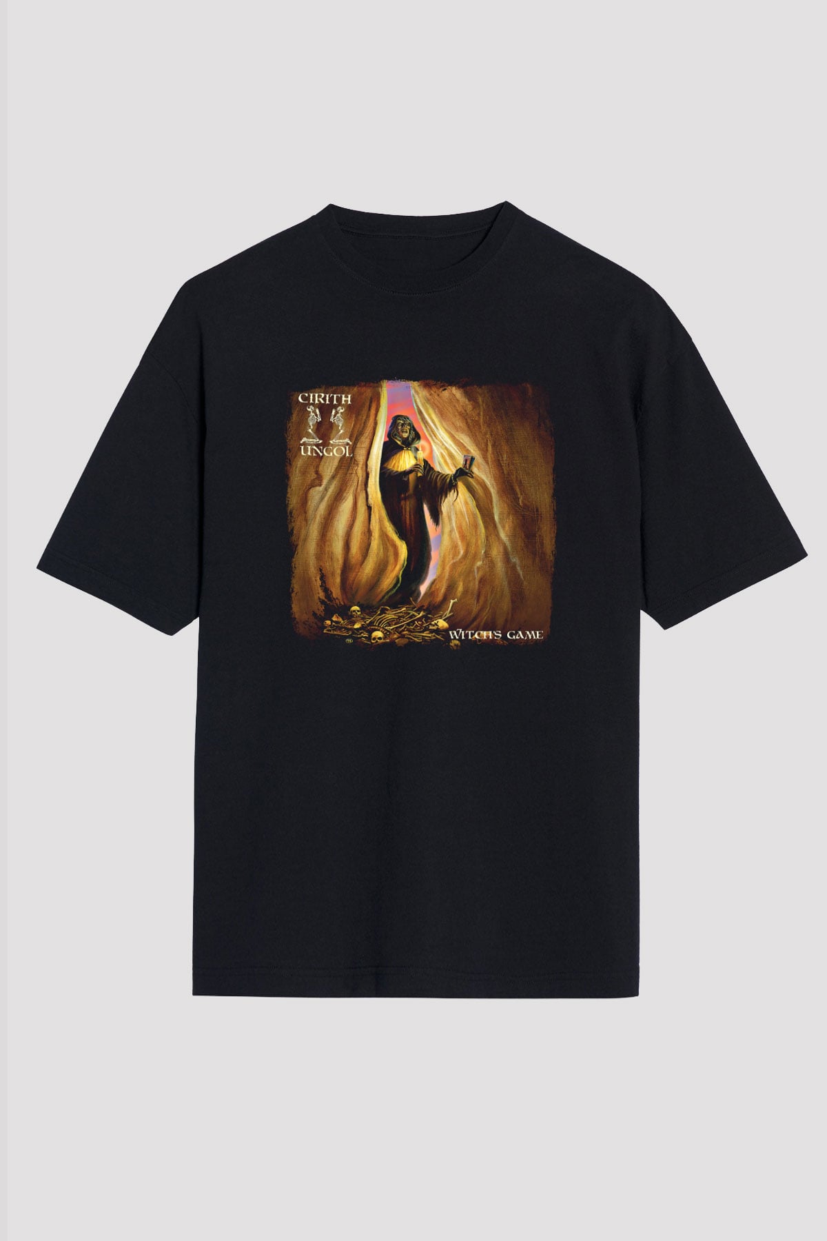 Cirith Ungol Baskılı Unisex Siyah Oversize Tişört