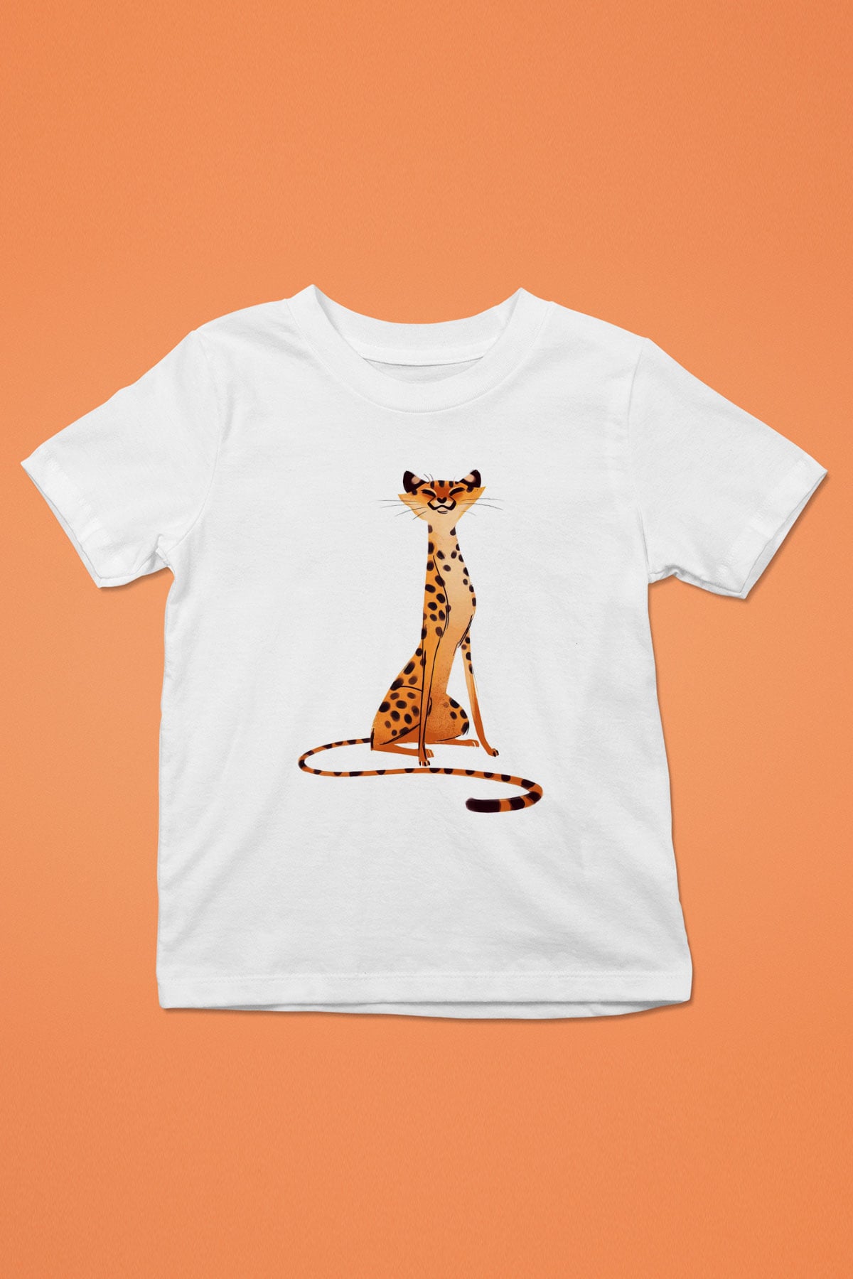 Çita Baskılı Beyaz Unisex Çocuk Tişört
