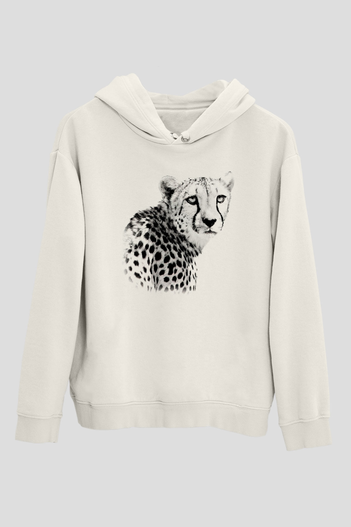 Çita Beyaz Unisex Kapşonlu Sweatshirt