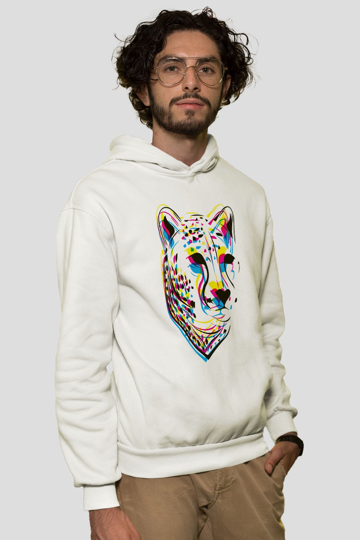 Çita Beyaz Unisex Kapşonlu Sweatshirt
