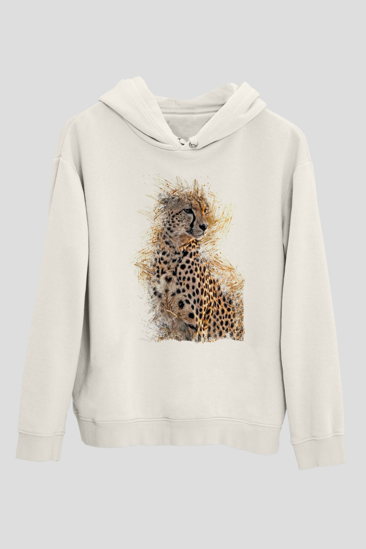 Çita Beyaz Unisex Kapüşonlu Sweatshirt