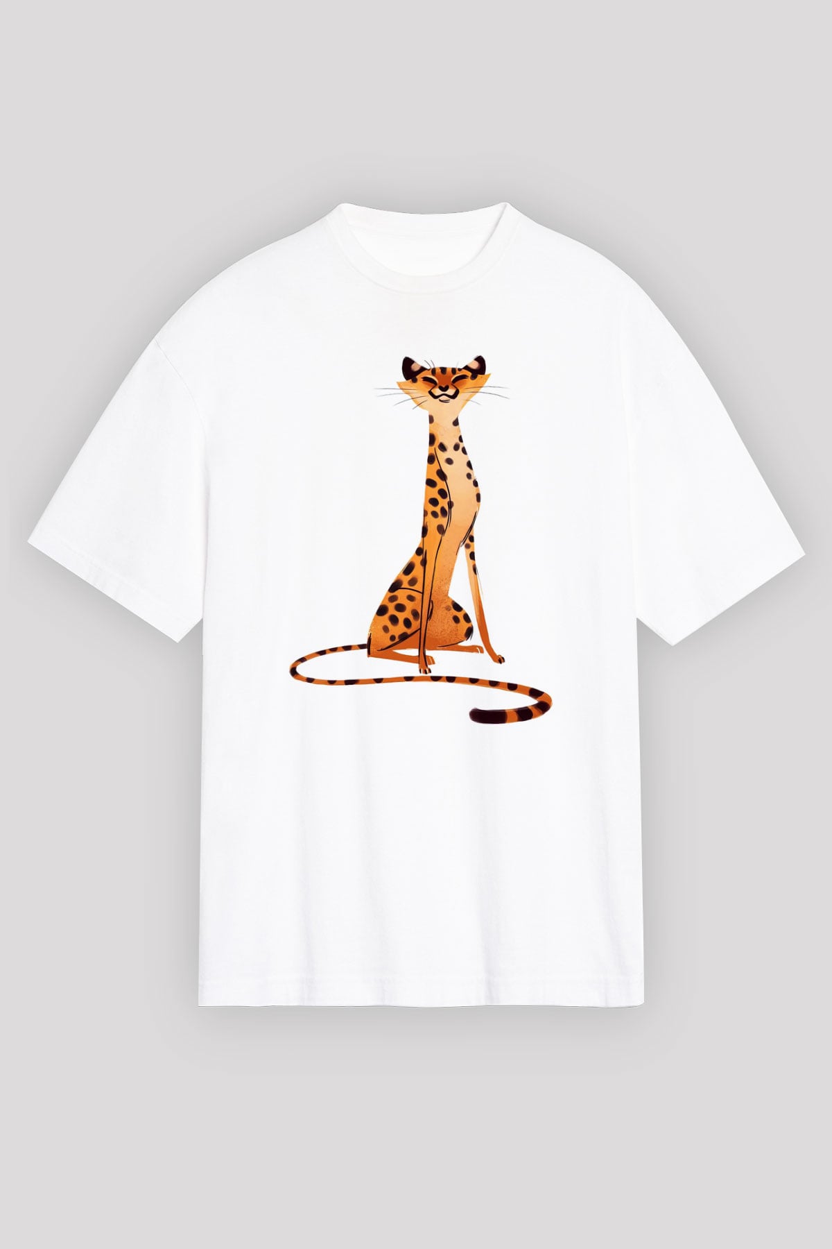 Çita Beyaz Unisex Oversize Tişört T-Shirt