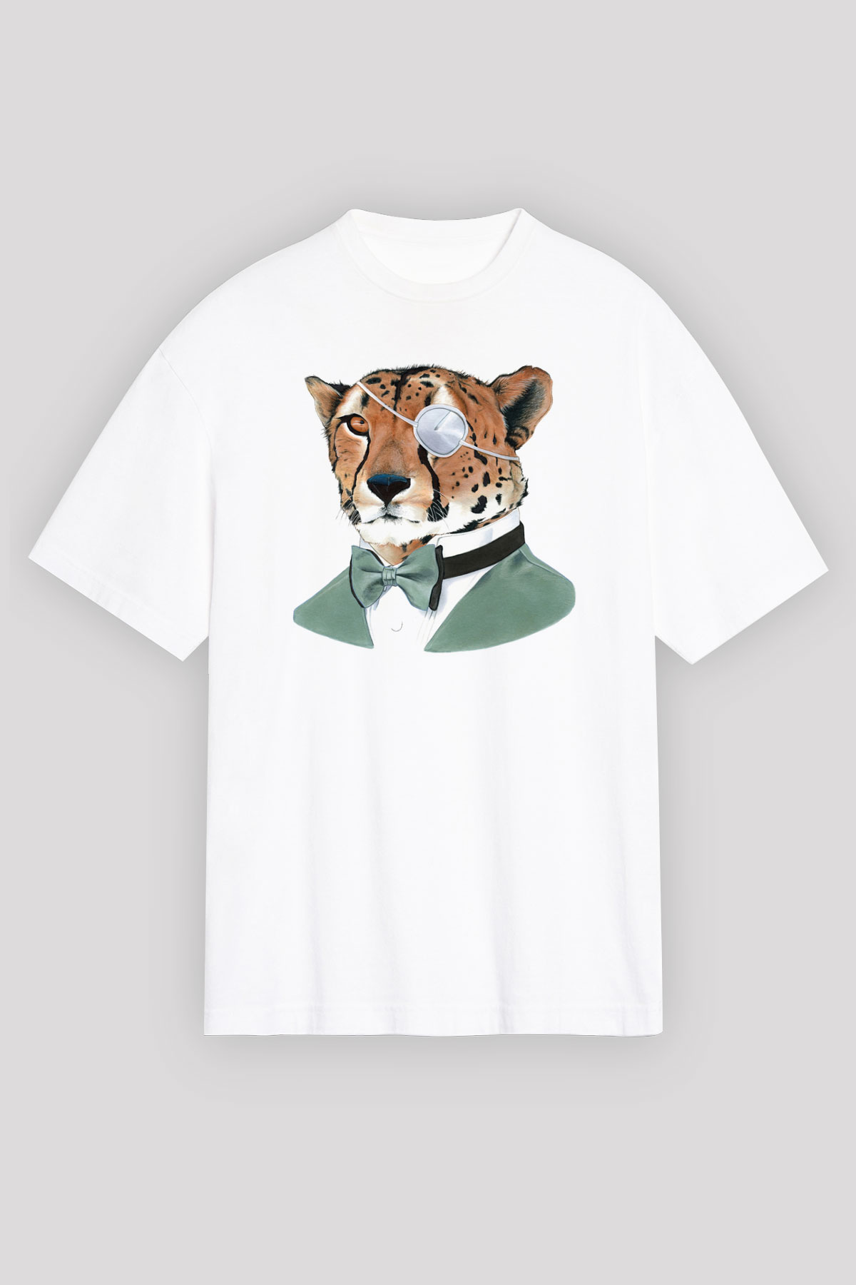 Çita Beyaz Unisex Oversize Tişört T-Shirt