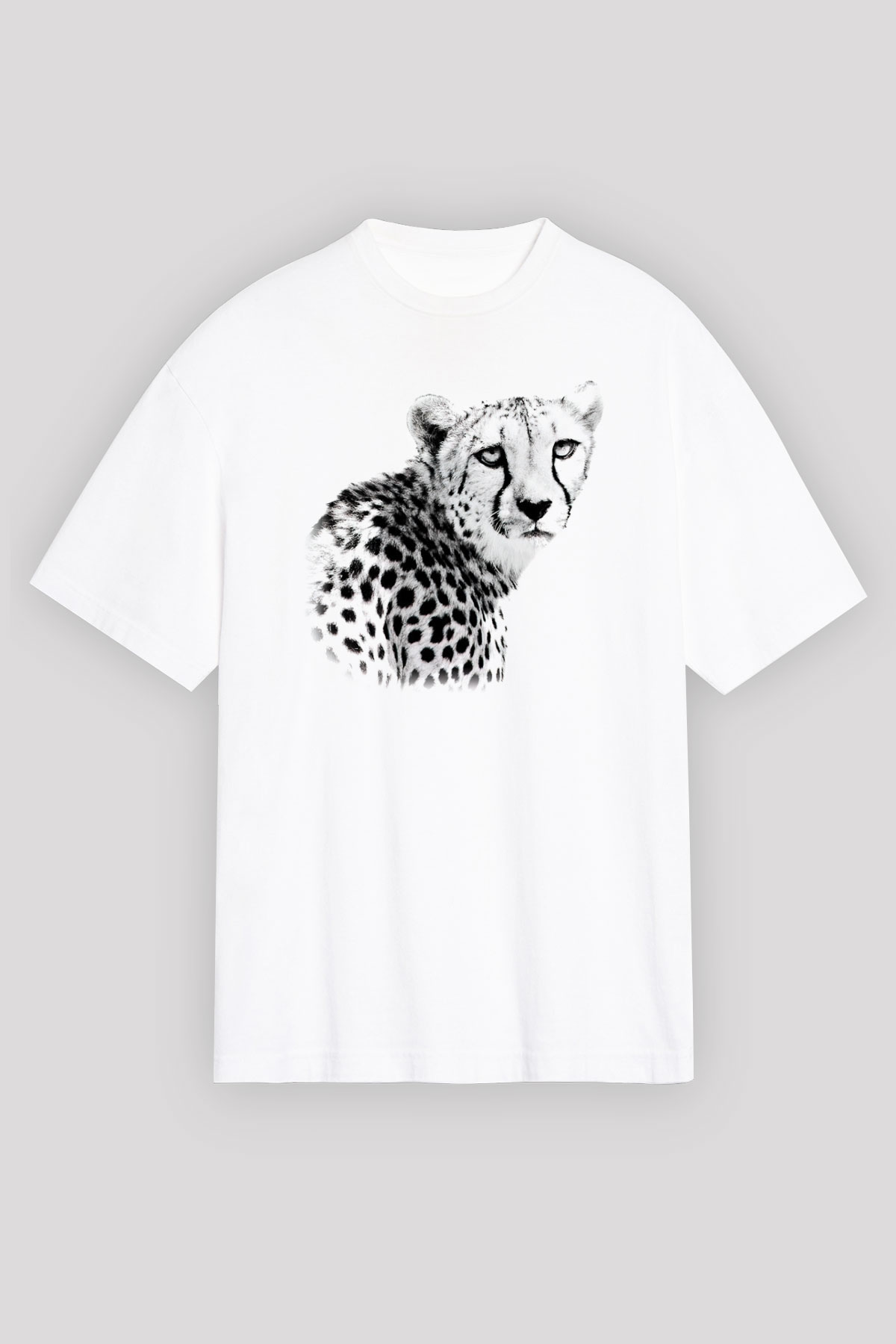Çita Beyaz Unisex Oversize Tişört T-Shirt