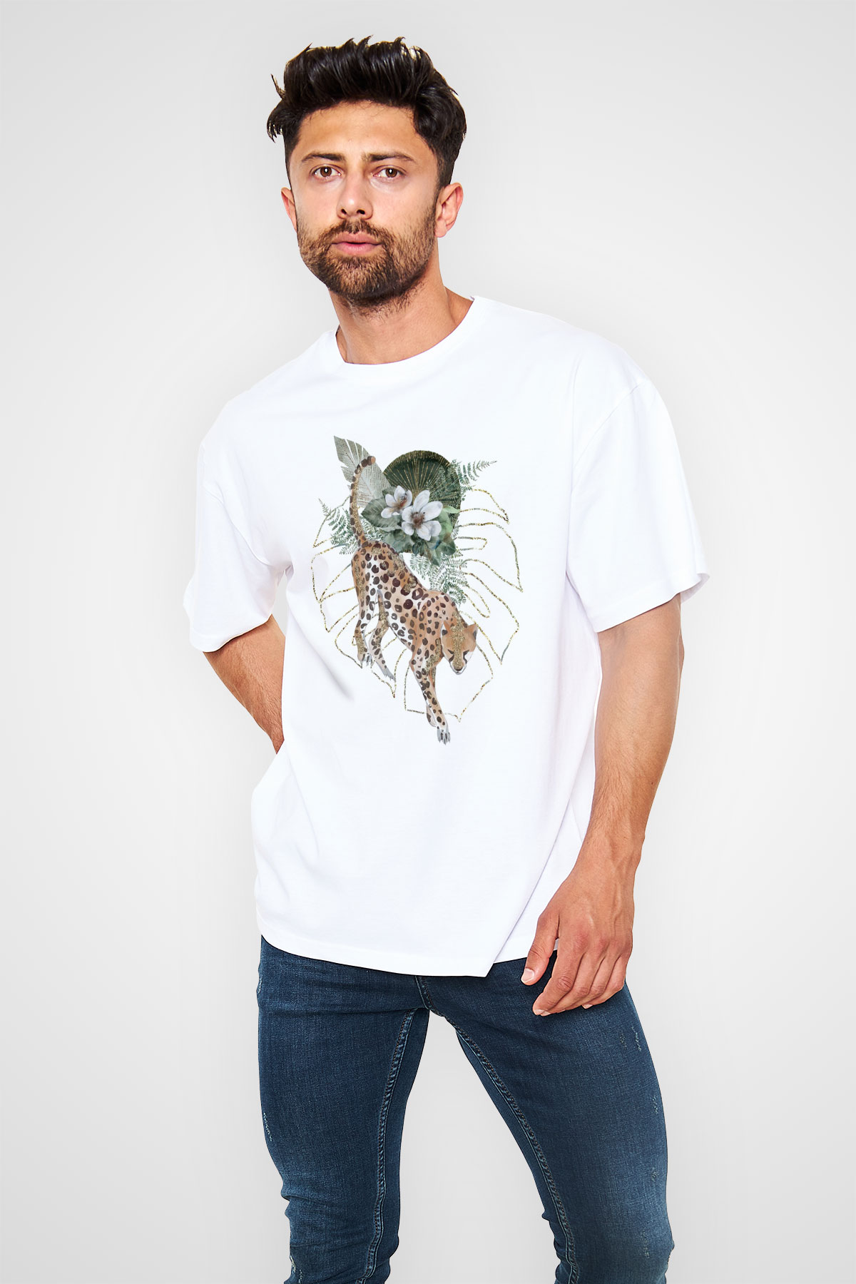 Çita Beyaz Unisex Tişört T-Shirt - TişörtFabrikası