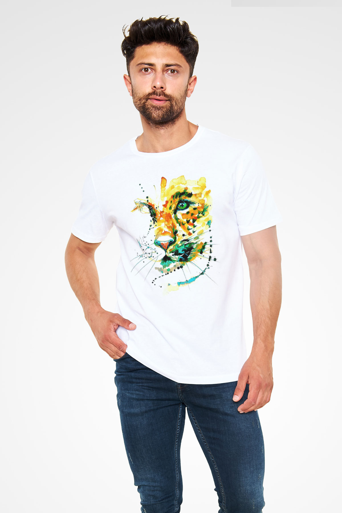 Çita Beyaz Unisex Tişört T-Shirt - TişörtFabrikası