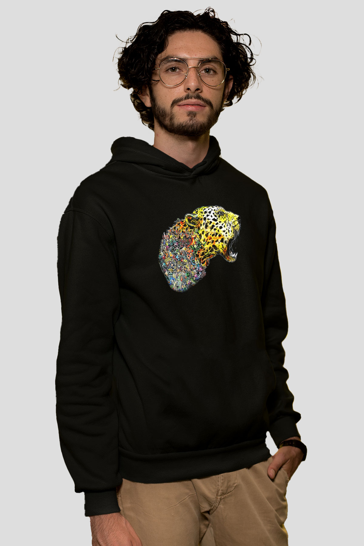 Çita Siyah Unisex Hoodie