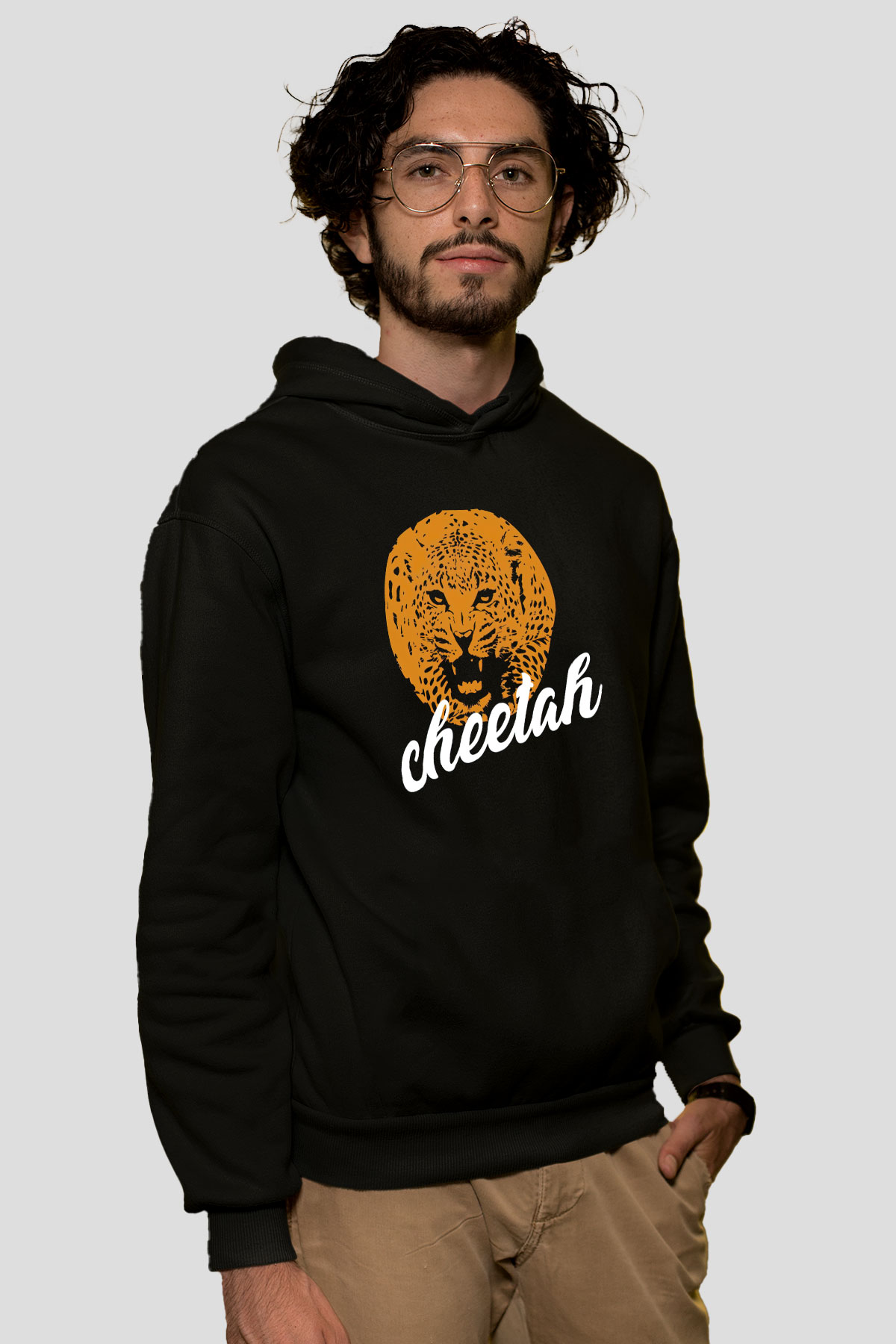 Çita Siyah Unisex Kapüşonlu Sweatshirt