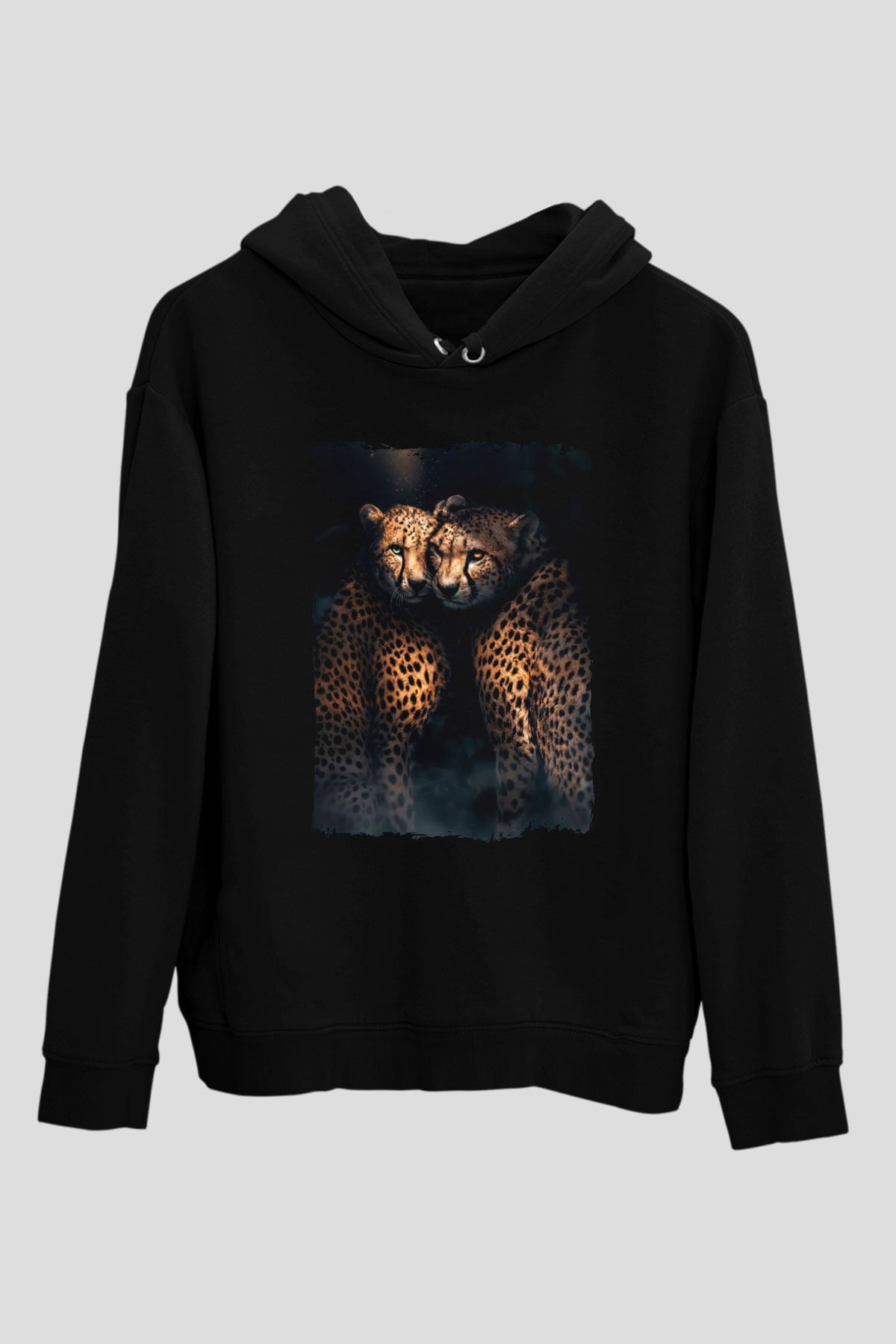 Çita Siyah Unisex Kapüşonlu Sweatshirt