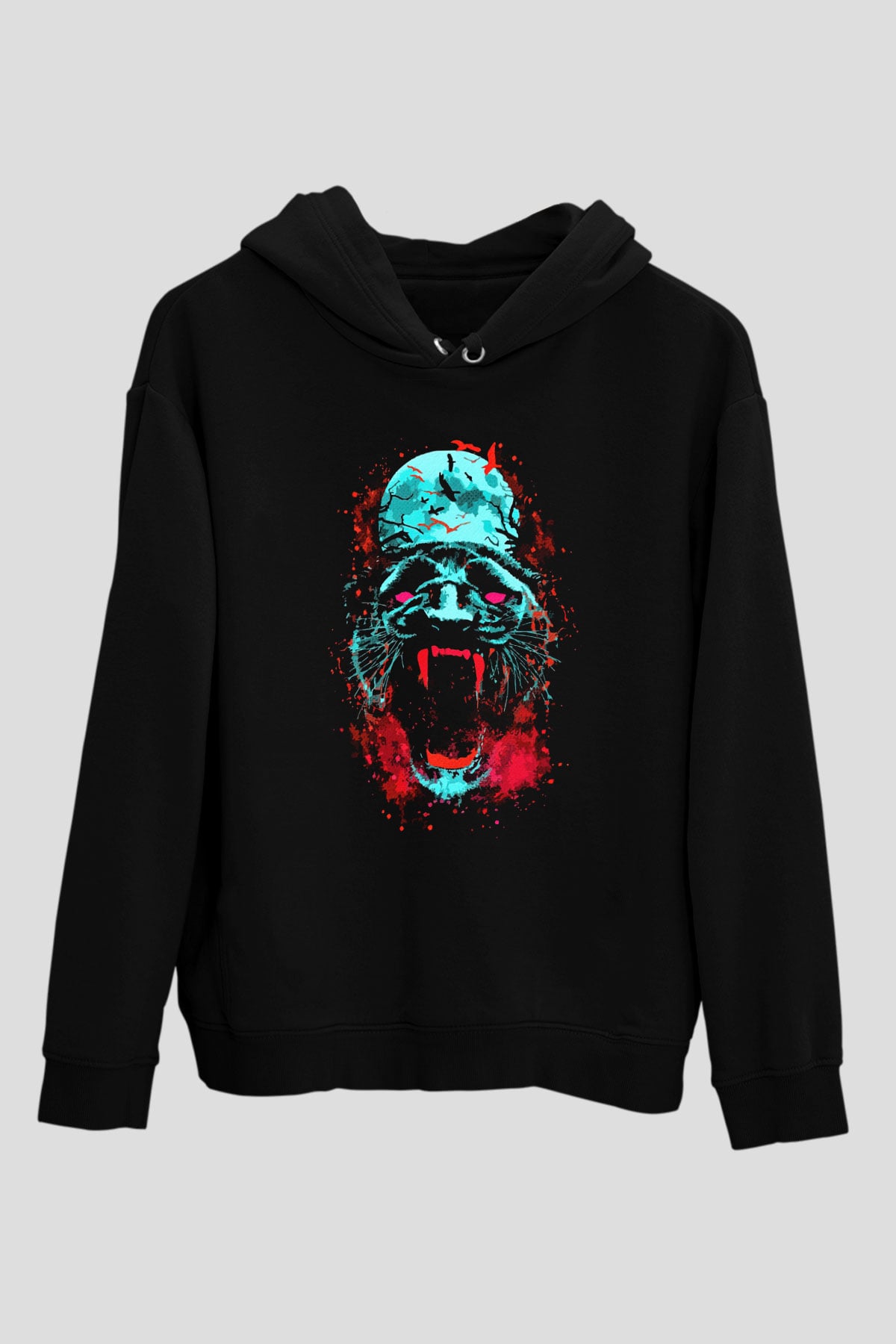 Çita Siyah Unisex Kapüşonlu Sweatshirt