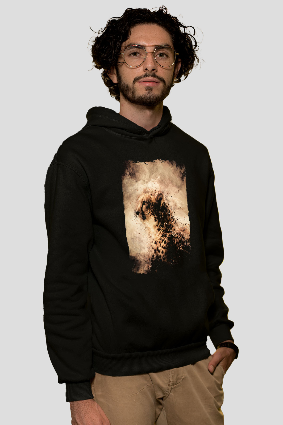 Çita Siyah Unisex Kapüşonlu Sweatshirt