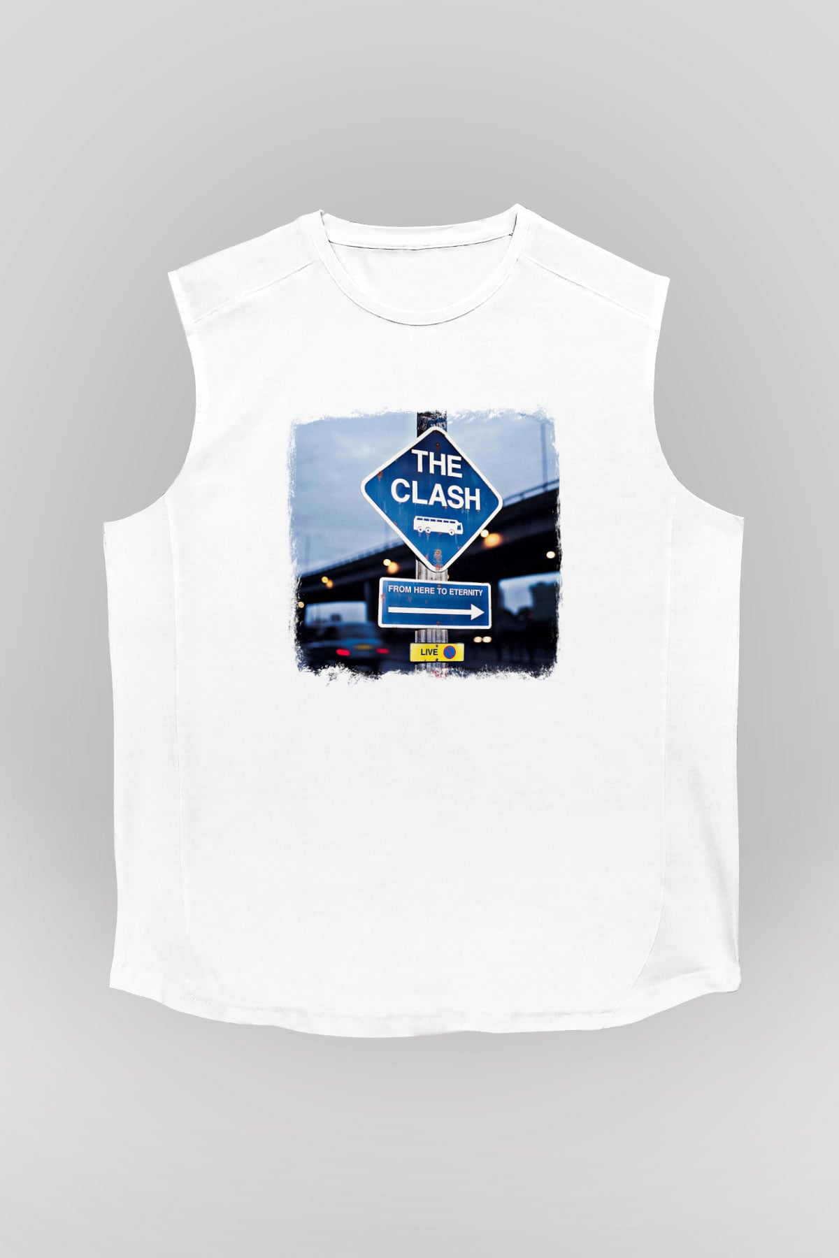 Clash (The) Baskılı Unisex Beyaz Kolsuz Tişört