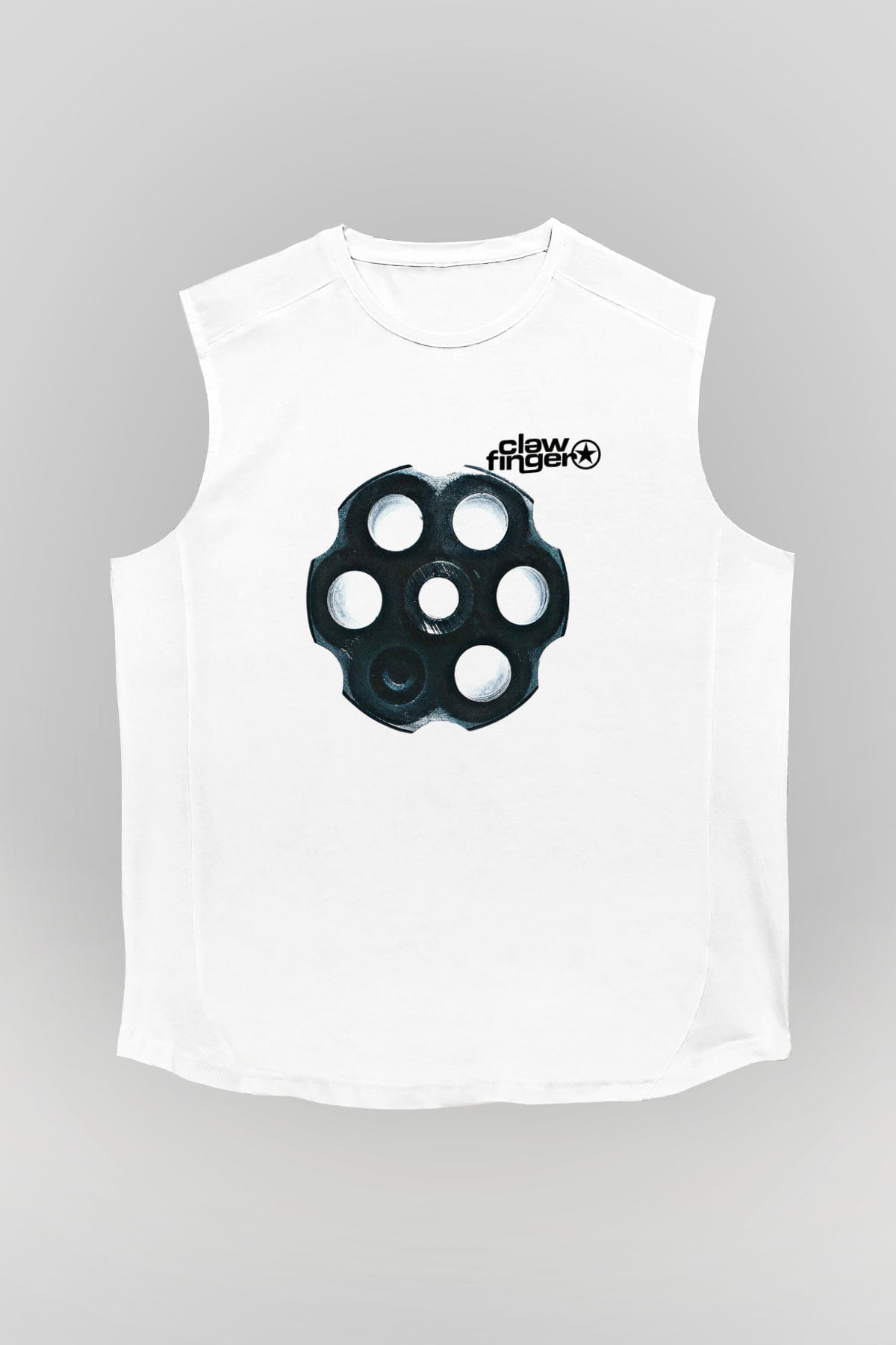 Clawfinger Baskılı Unisex Beyaz Kolsuz Tişört
