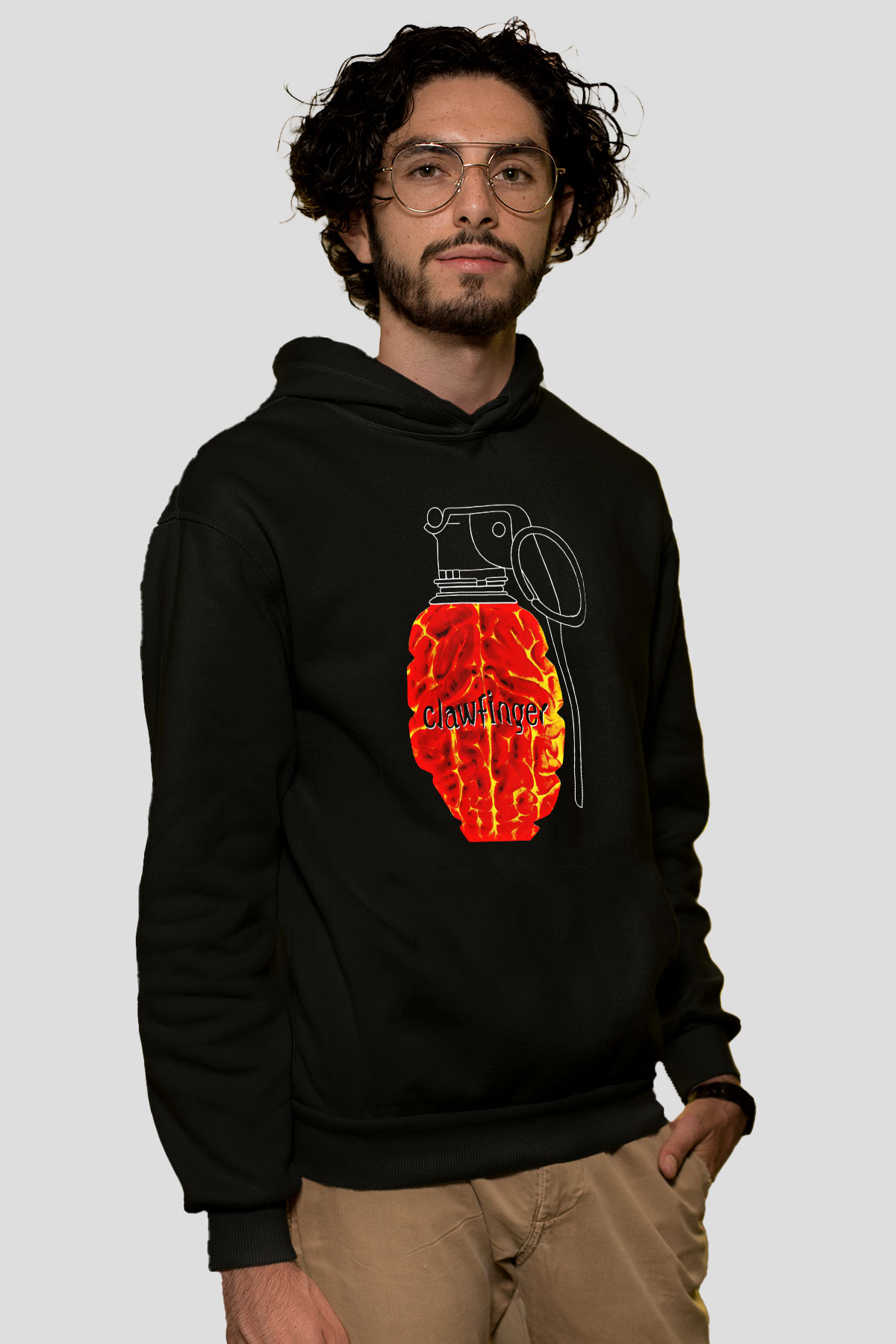 Clawfinger Baskılı Unisex Siyah Hoodie