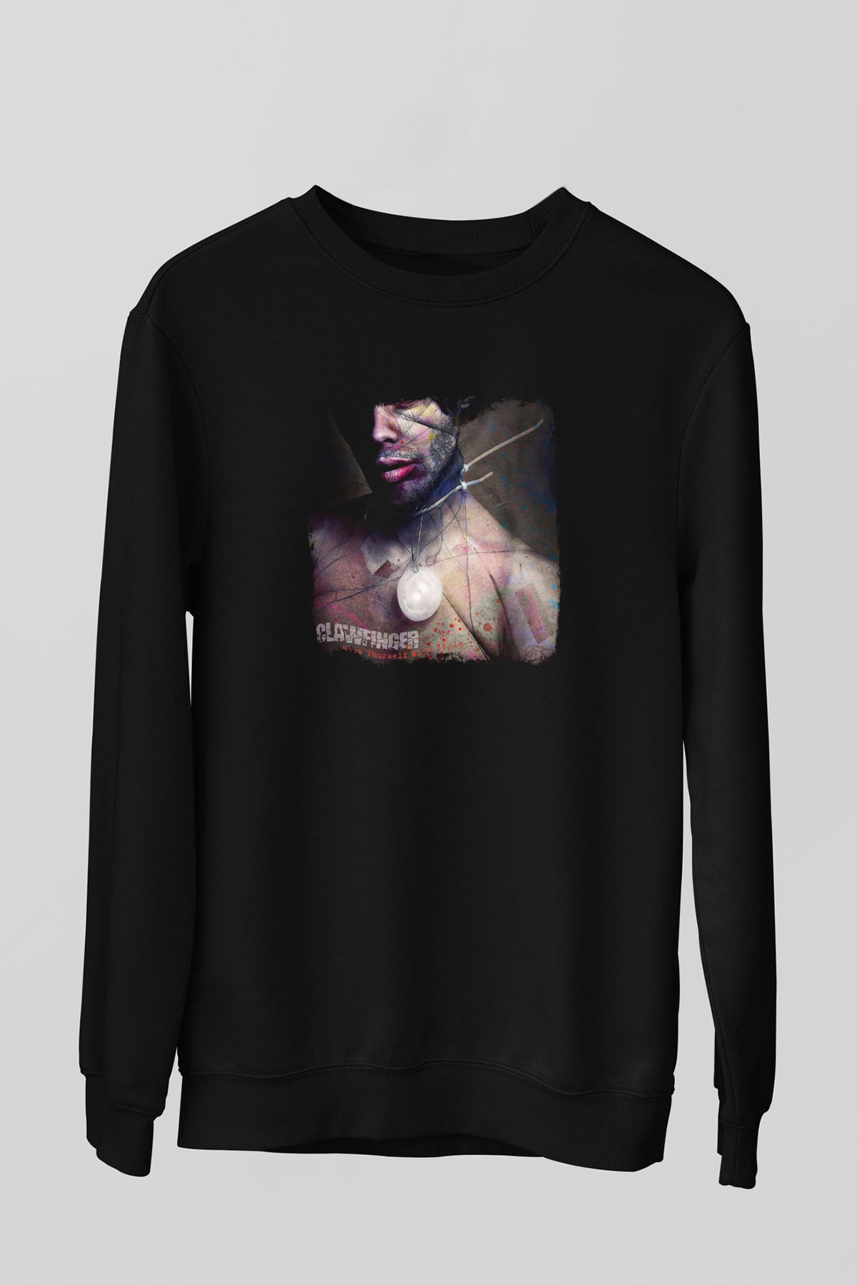 Clawfinger Baskılı Unisex Siyah Sweatshirt