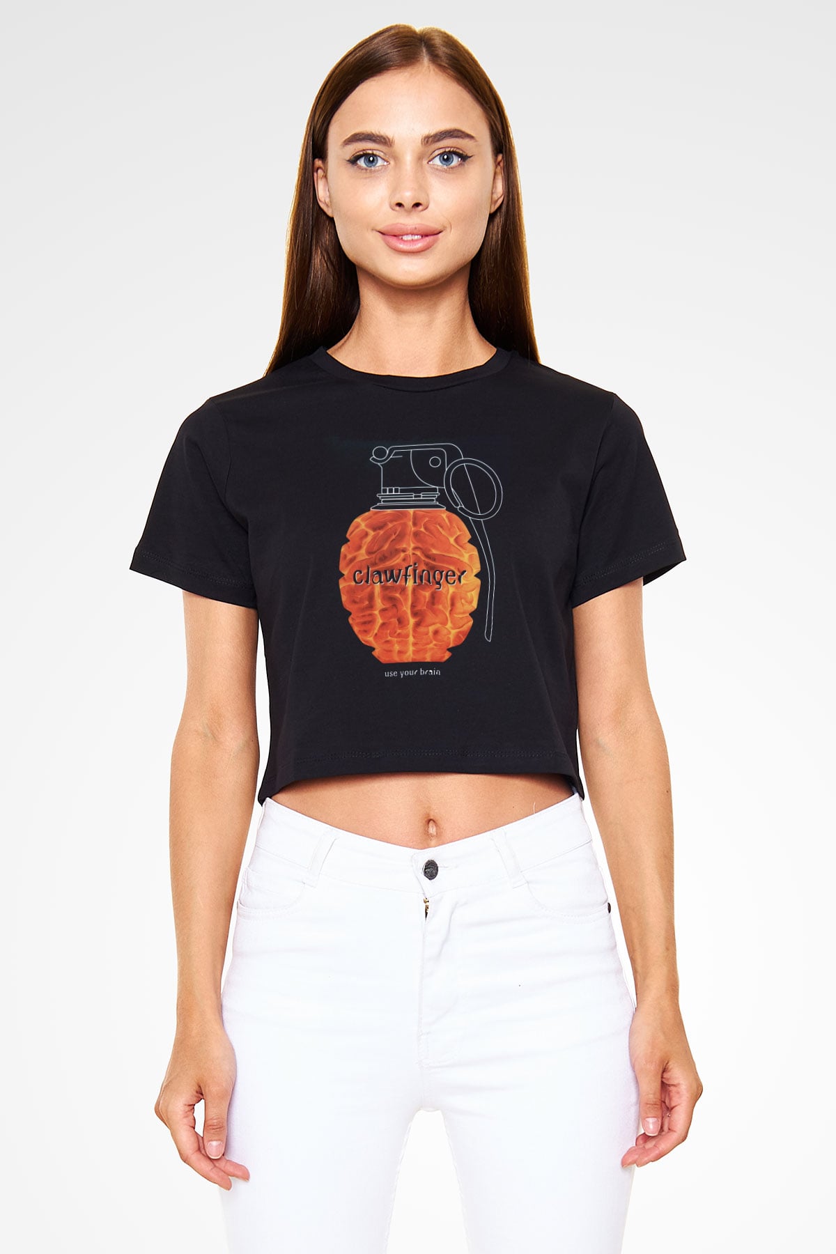 Clawfinger Siyah  Crop Top Tişört