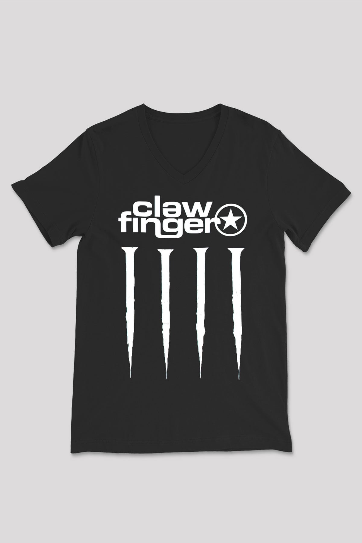 Clawfinger Siyah Unisex V Yaka Tişört