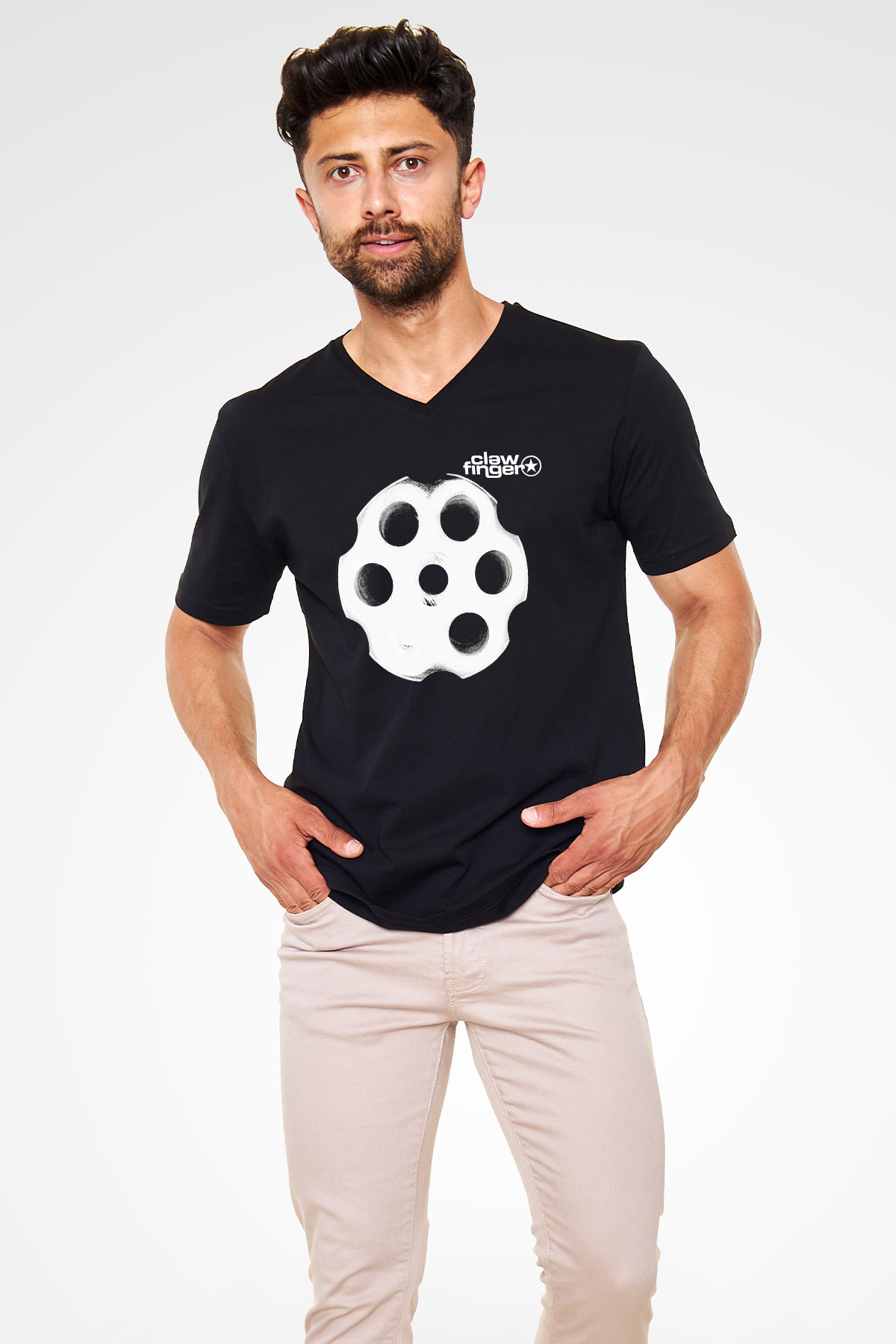 Clawfinger Siyah Unisex V Yaka Tişört