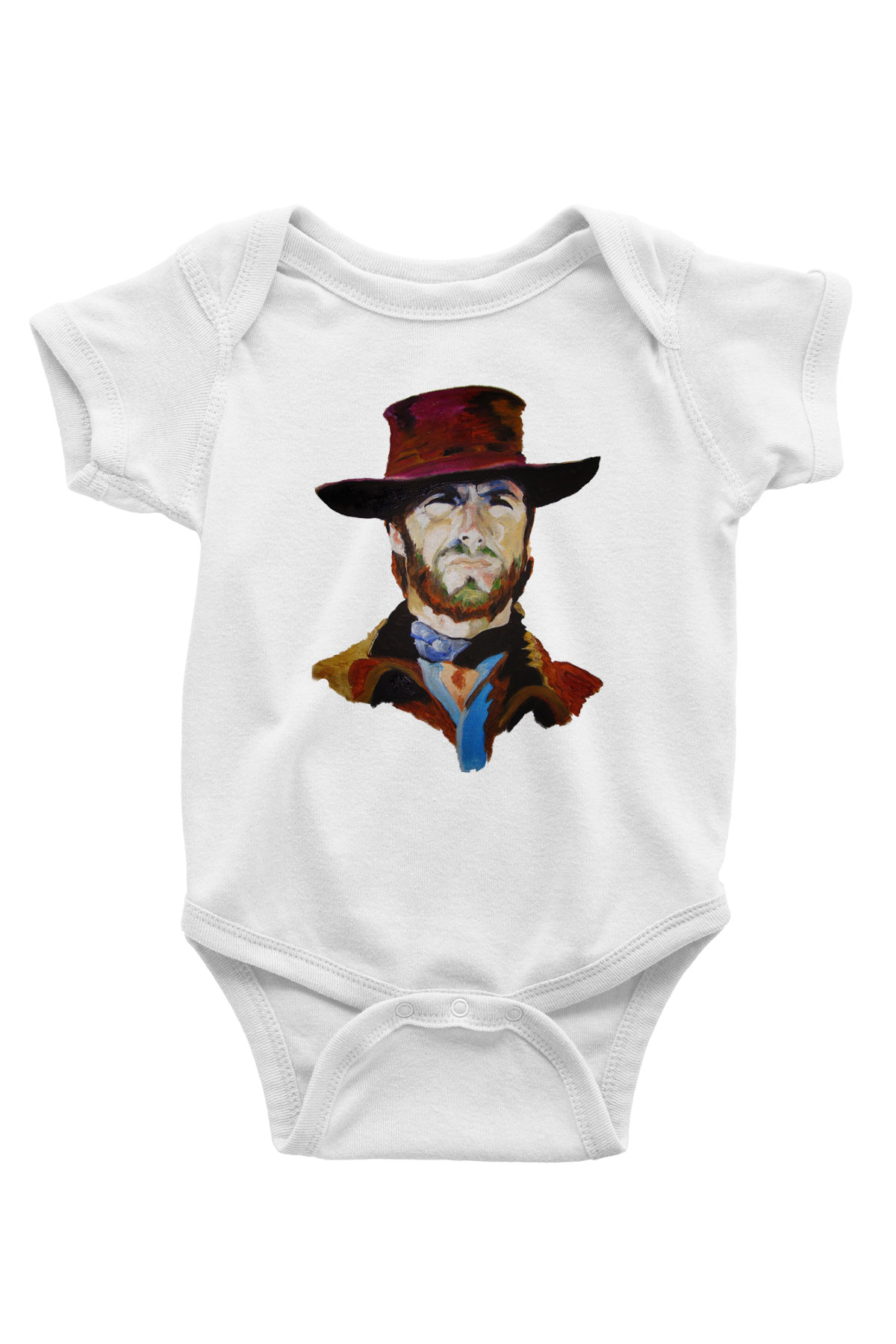 Clint Eastwood Baskılı Beyaz Unisex Bebek Body - Zıbın