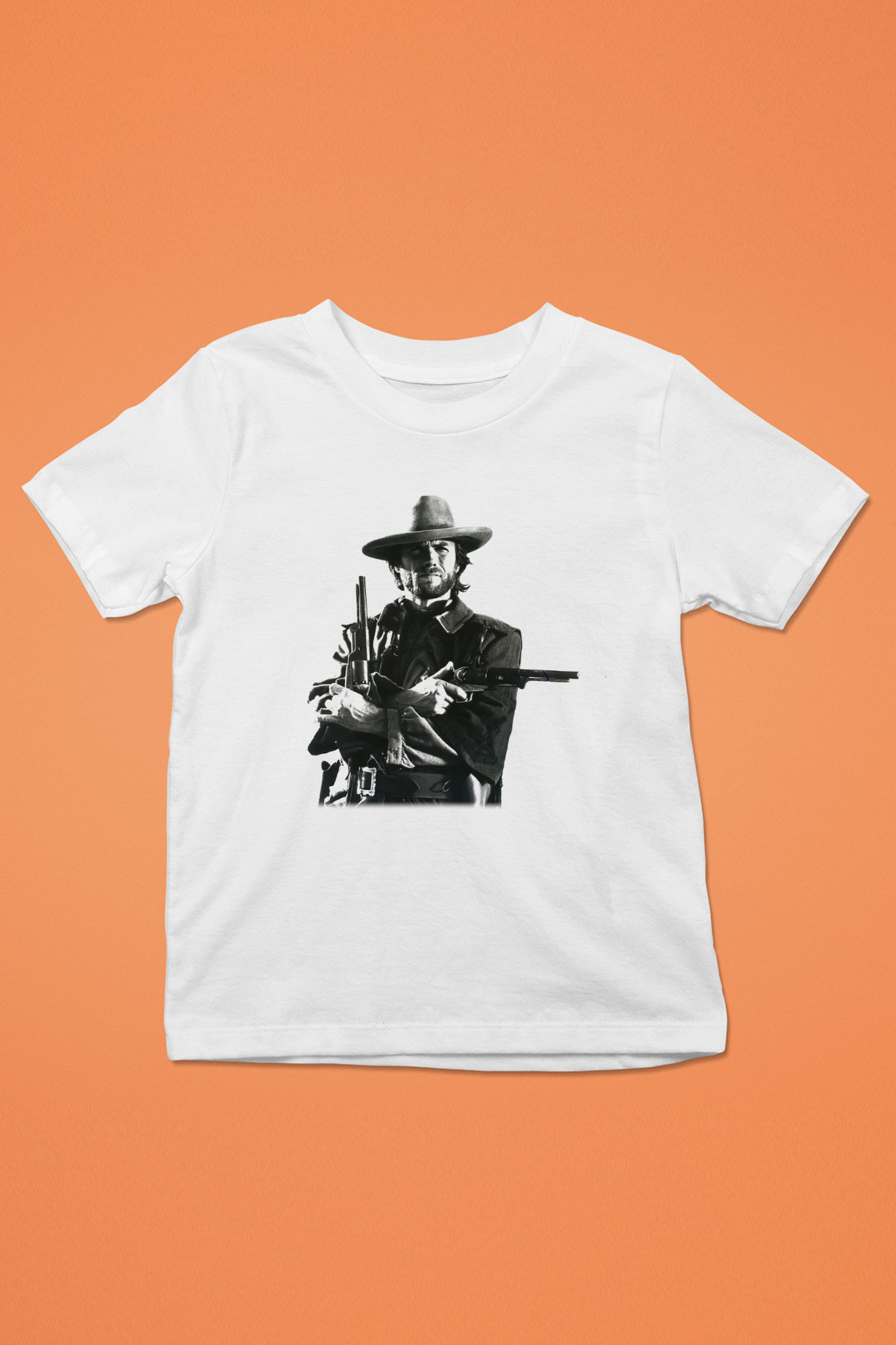 Clint Eastwood Baskılı Beyaz Unisex Çocuk Tişört