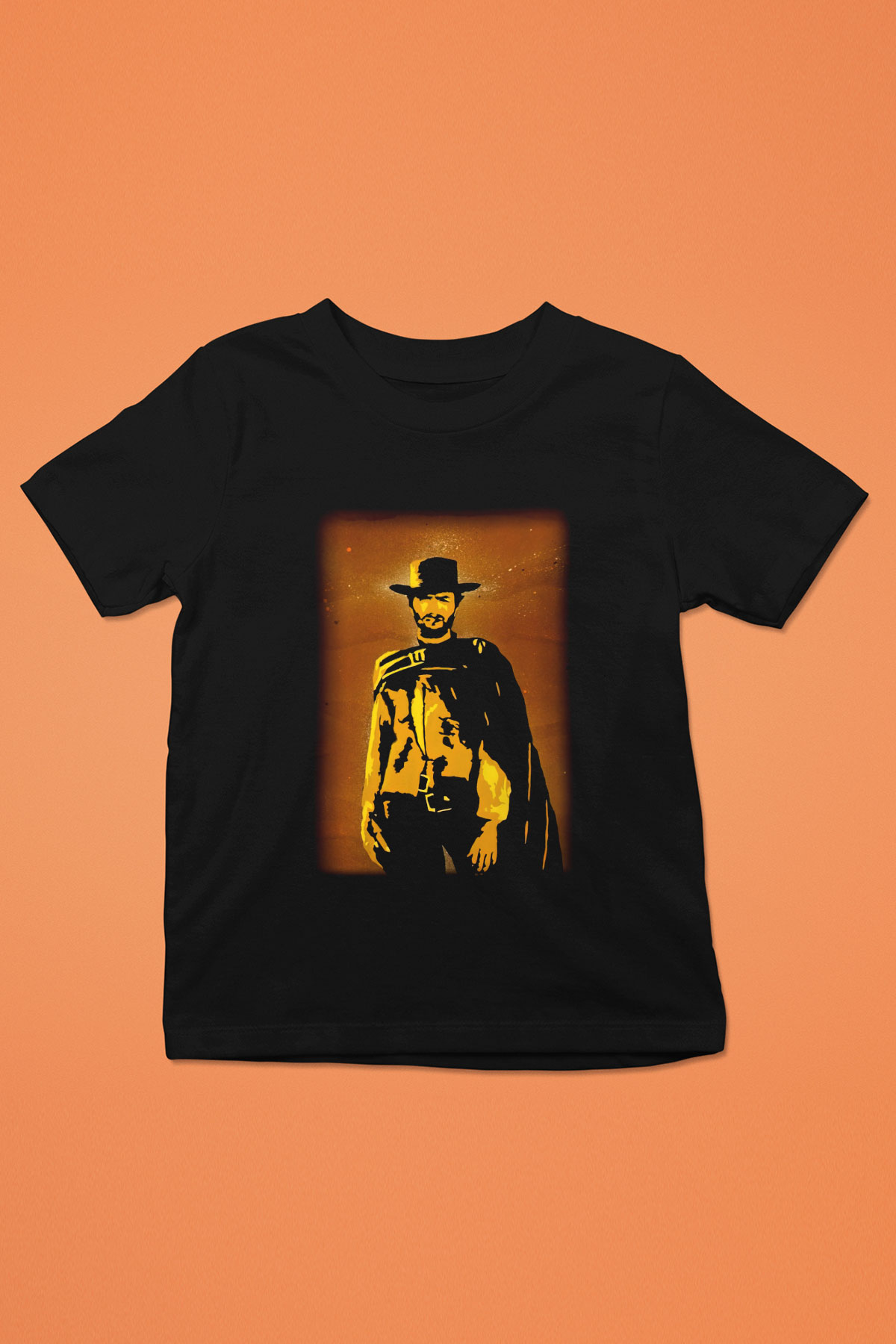 Clint Eastwood Baskılı Siyah Unisex Çocuk Tişört