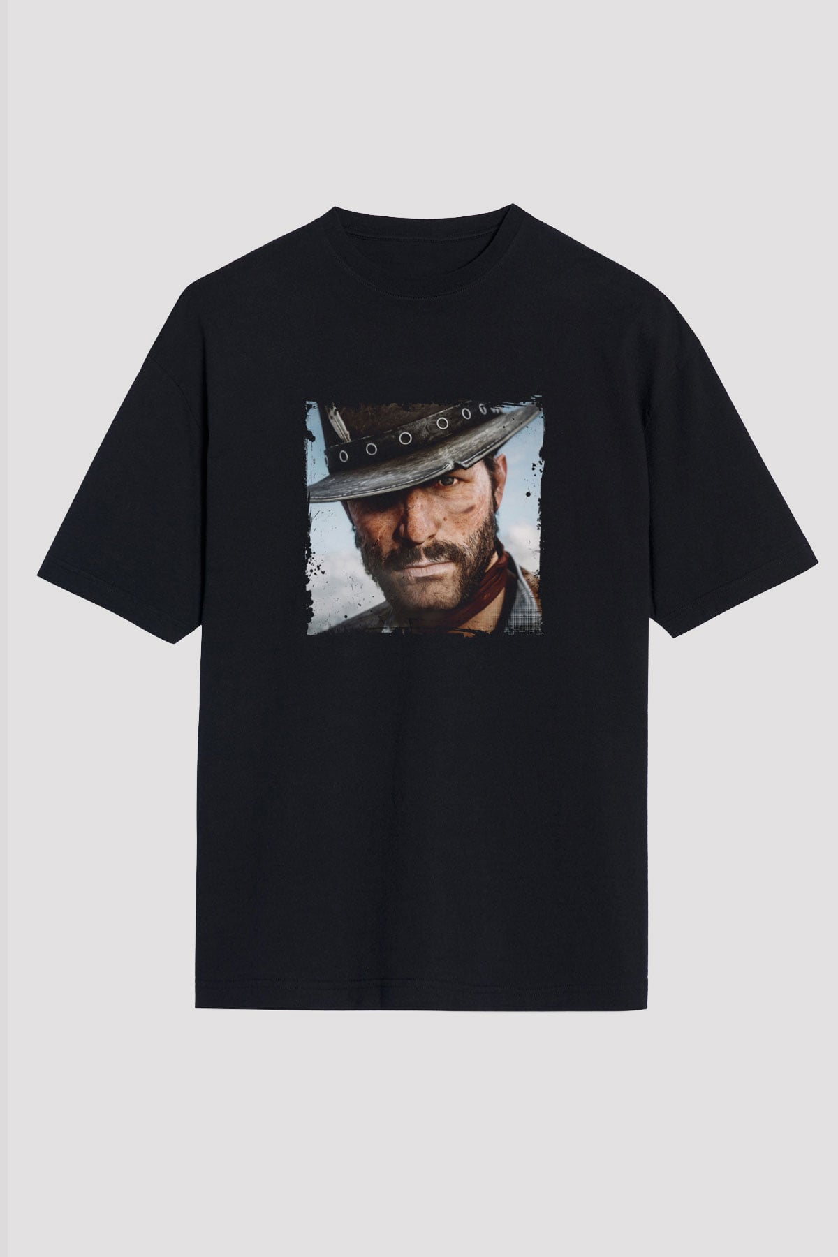 Clint Eastwood Baskılı Unisex Siyah Oversize Tişört