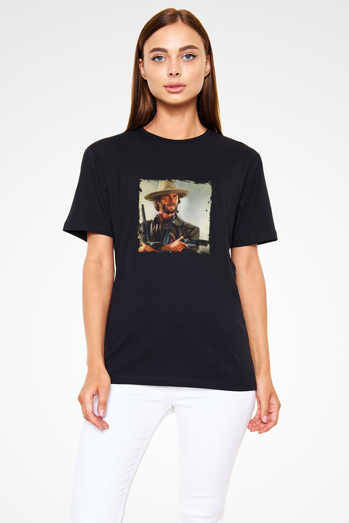 Clint Eastwood Baskılı Unisex Siyah Tişört