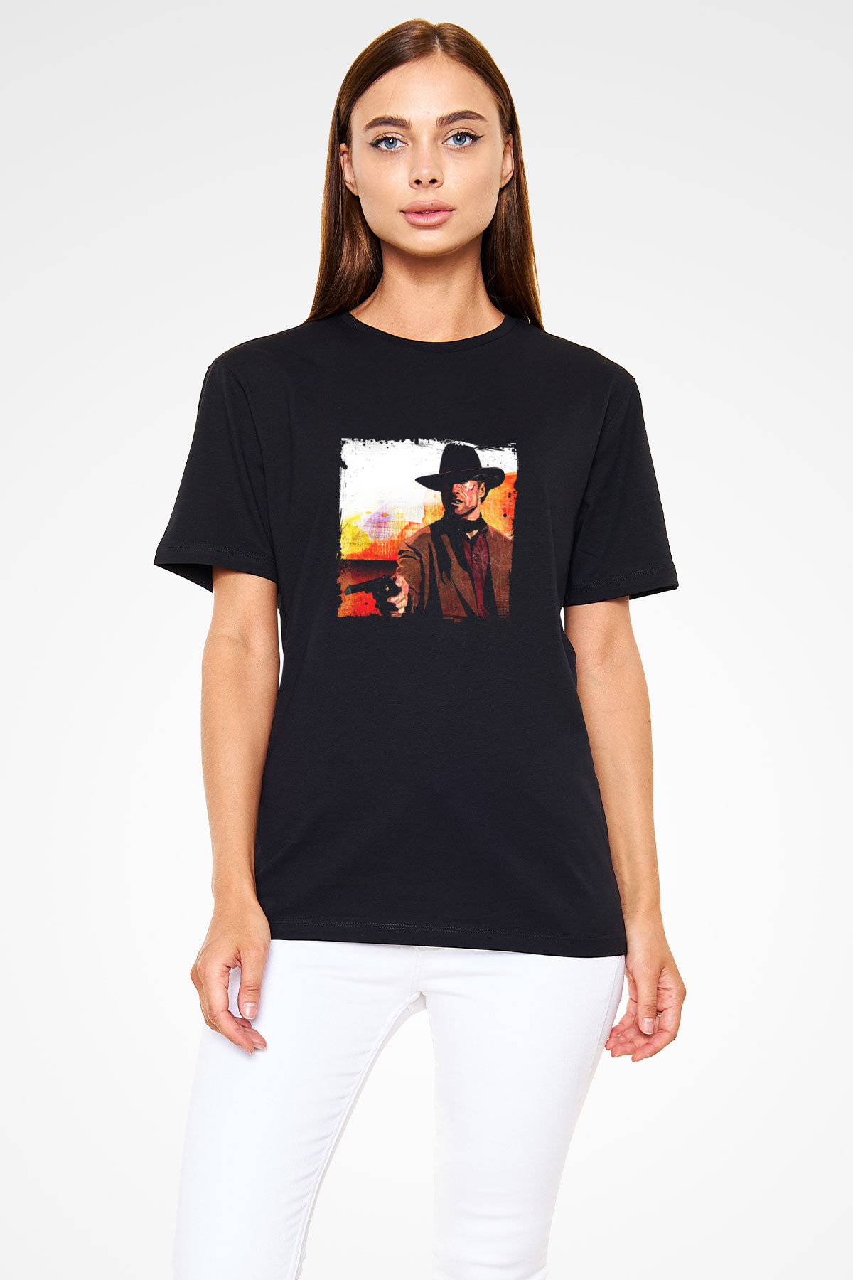 Clint Eastwood Baskılı Unisex Siyah Tişört