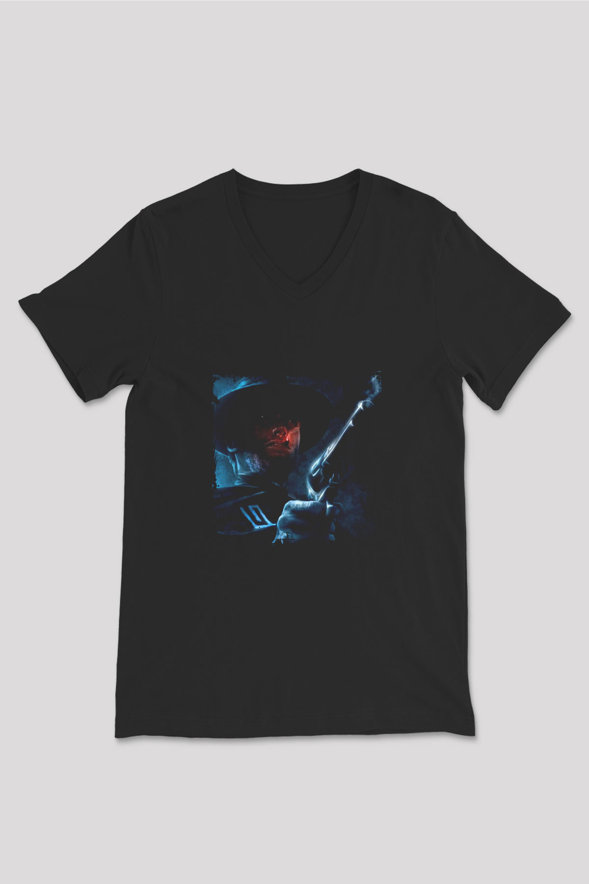 Clint Eastwood Baskılı Unisex Siyah V Yaka Tişört