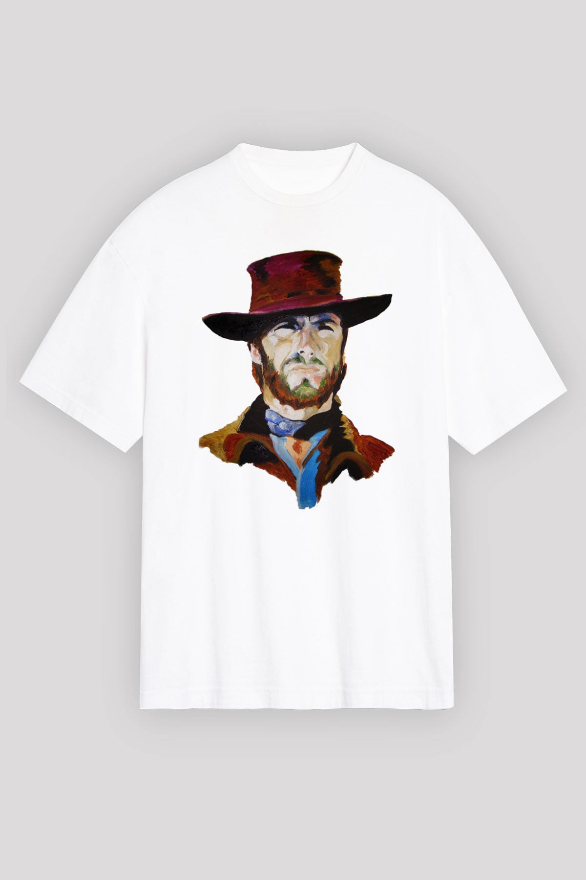 Clint Eastwood Beyaz Unisex Oversize Tişört T-Shirt