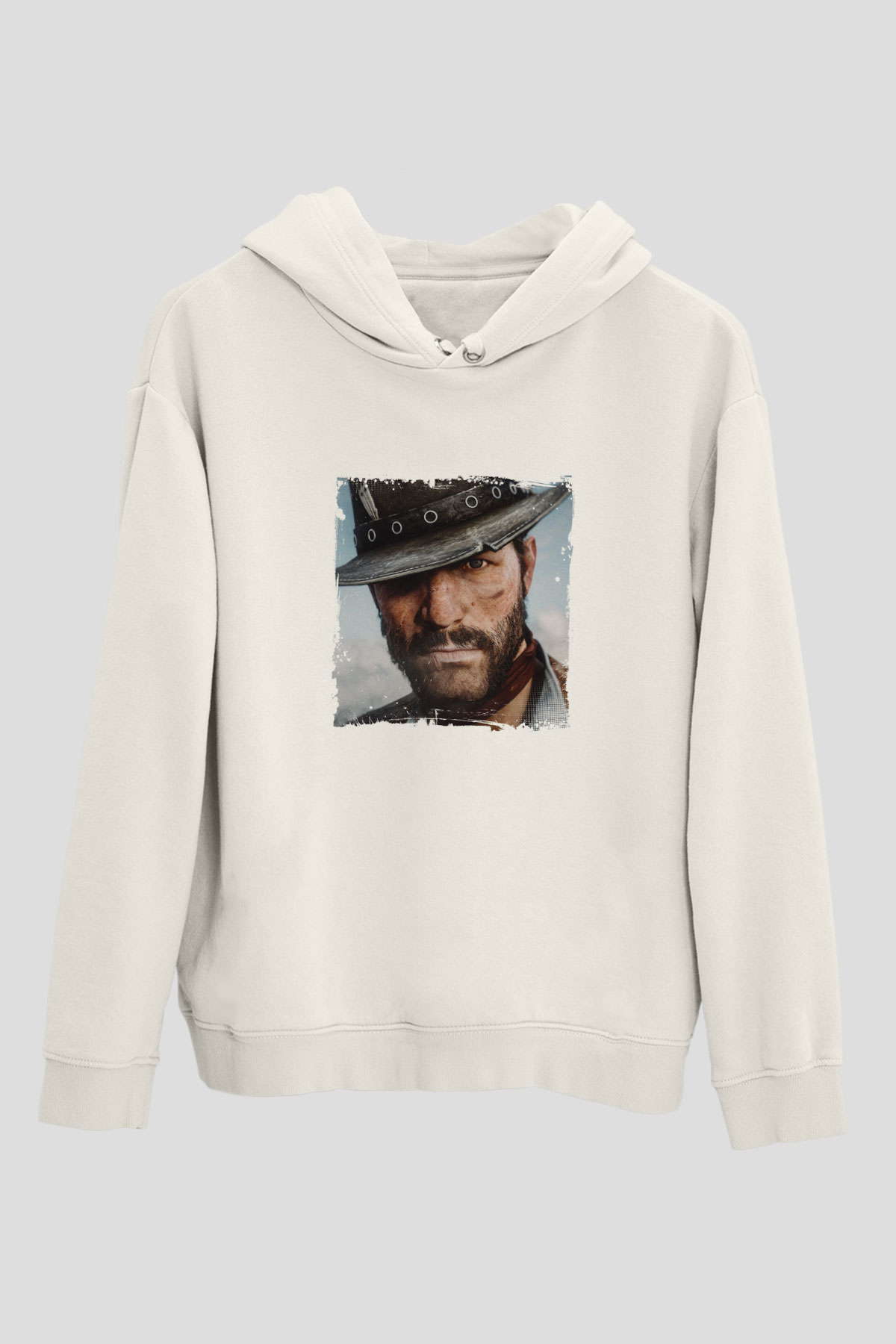 Clint Eastwood Unisex Baskılı Beyaz Kapüşonlu Sweatshirt