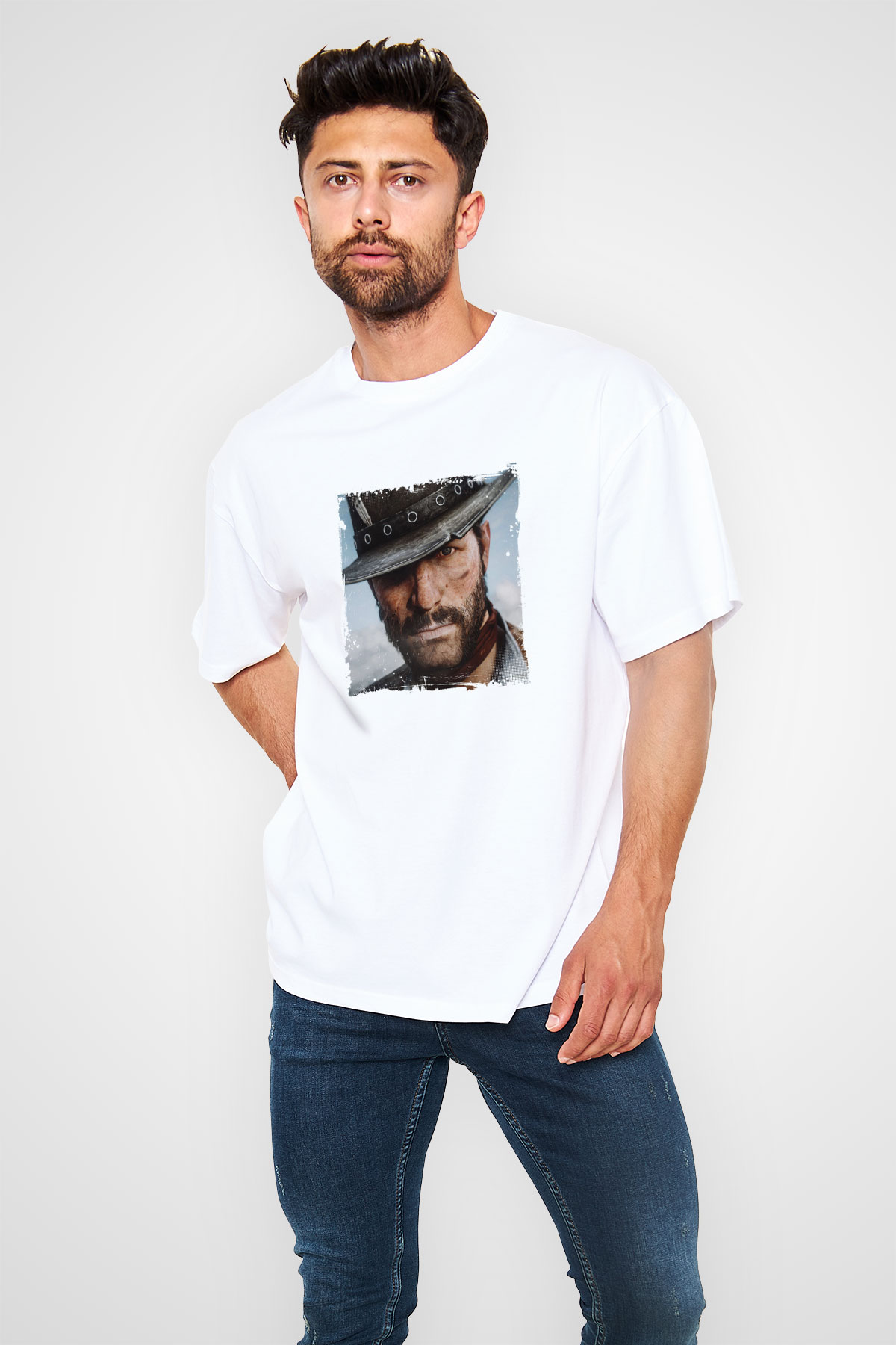 Clint Eastwood Unisex Baskılı Beyaz Tişört