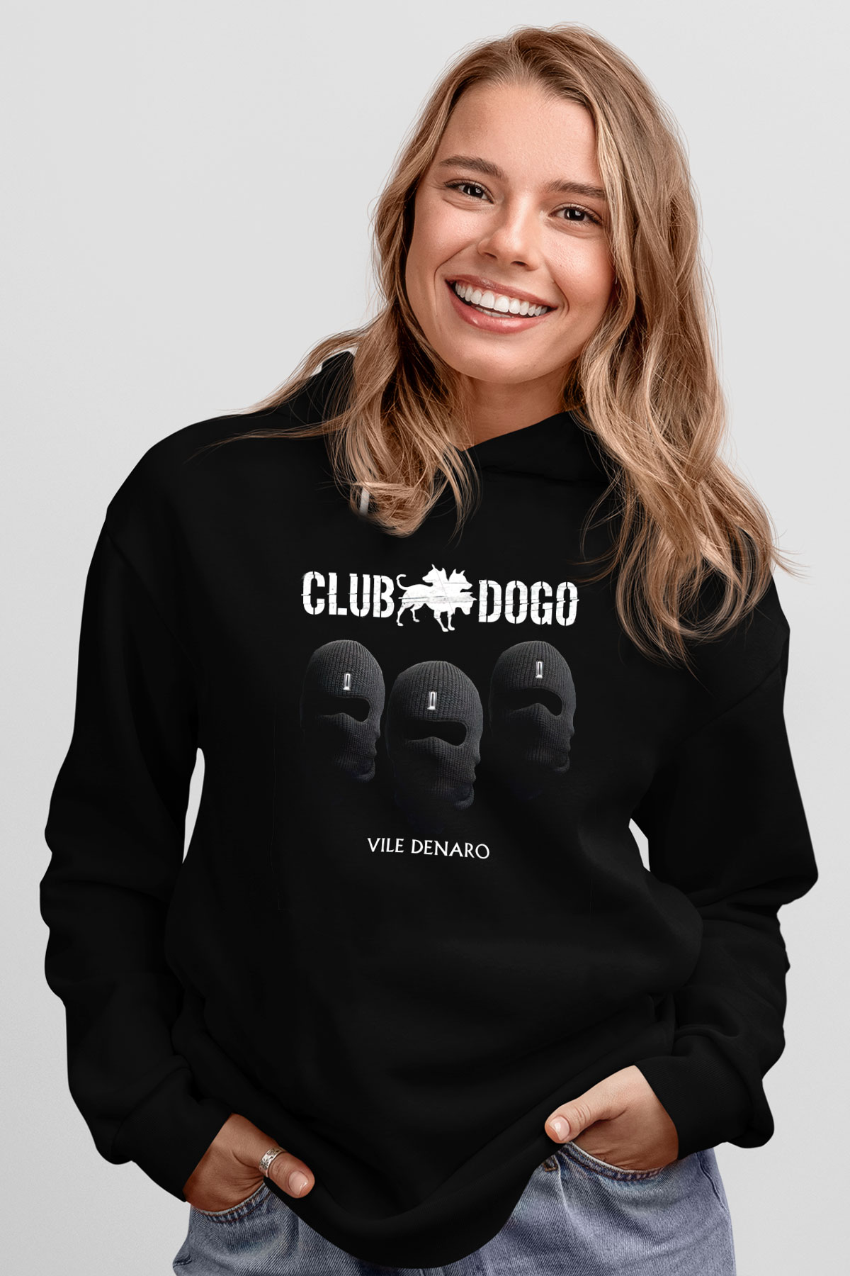 Club Dogo Siyah Unisex Kapüşonlu Sweatshirt
