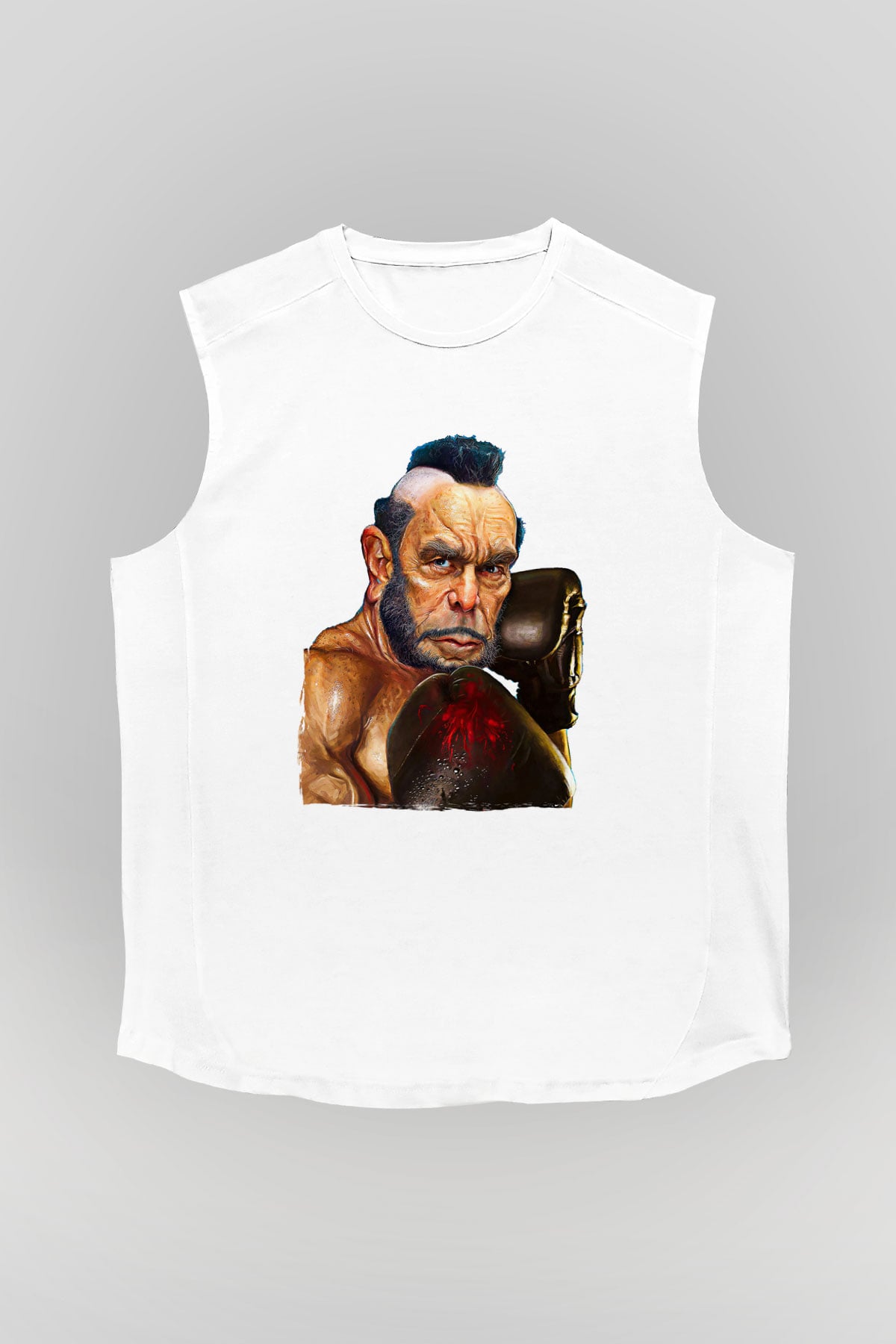 Clubber Baskılı Beyaz Unisex Kolsuz Tişört - Tshirt