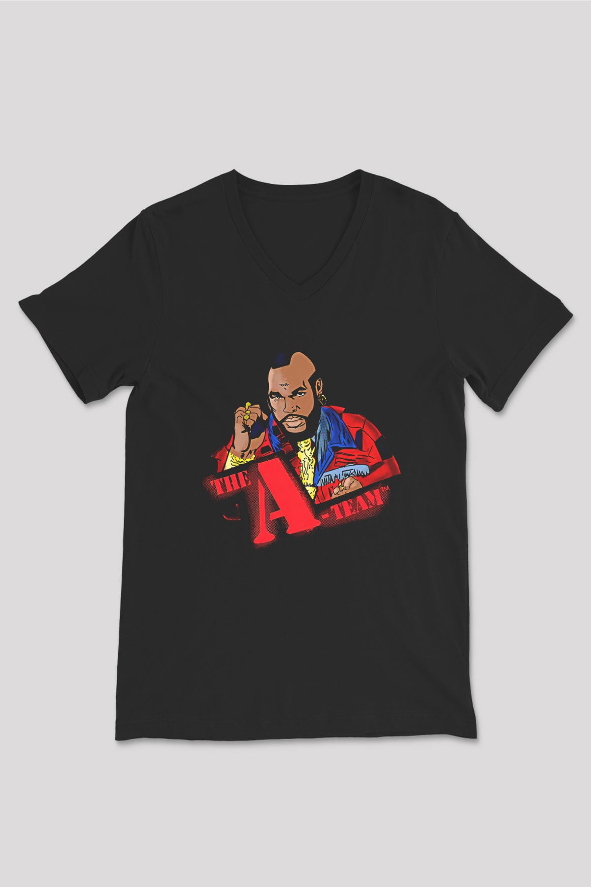 Clubber Baskılı Unisex Siyah V Yaka Tişört - Tshirt