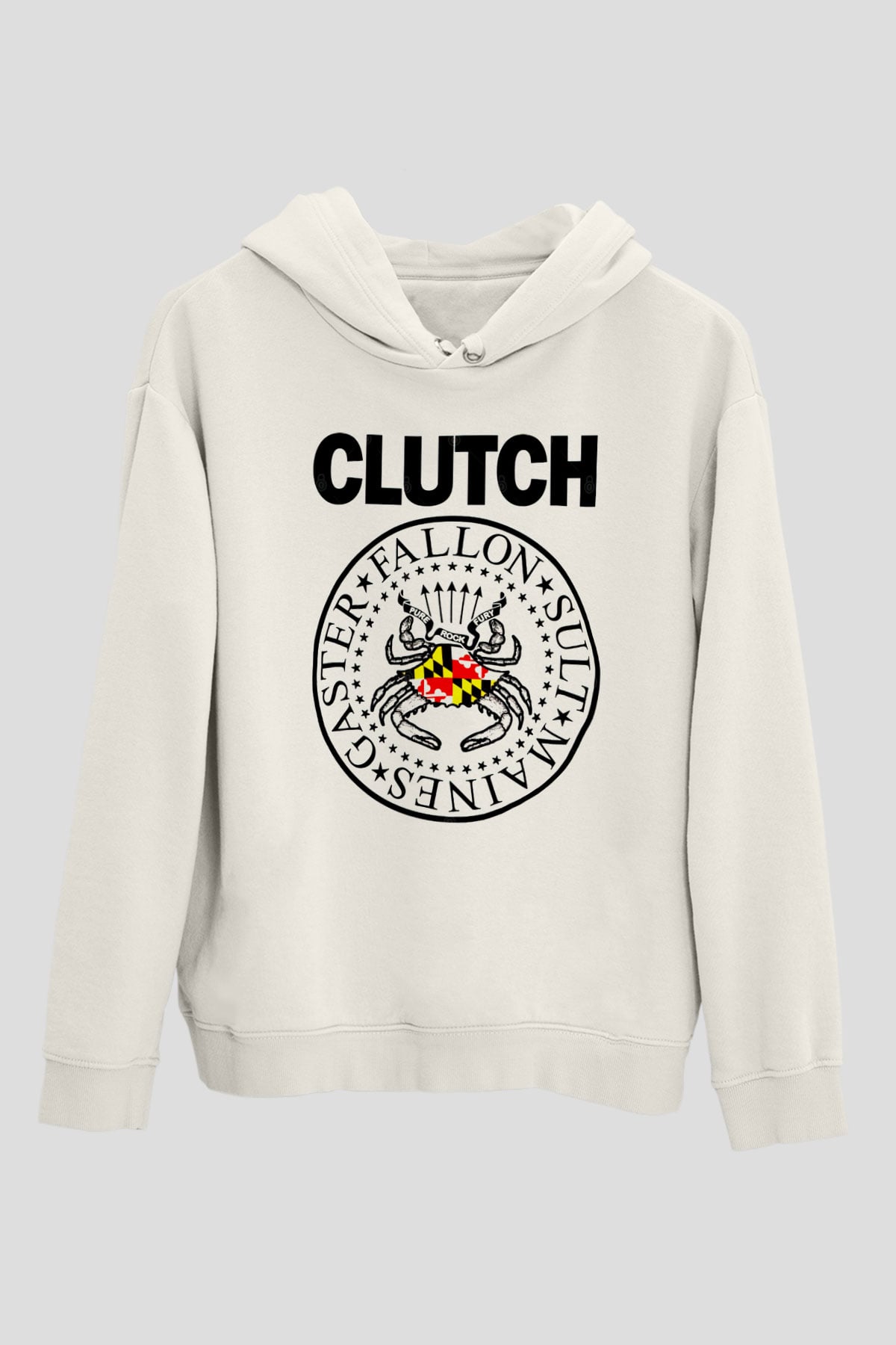 Clutch Beyaz Unisex Kapüşonlu Sweatshirt