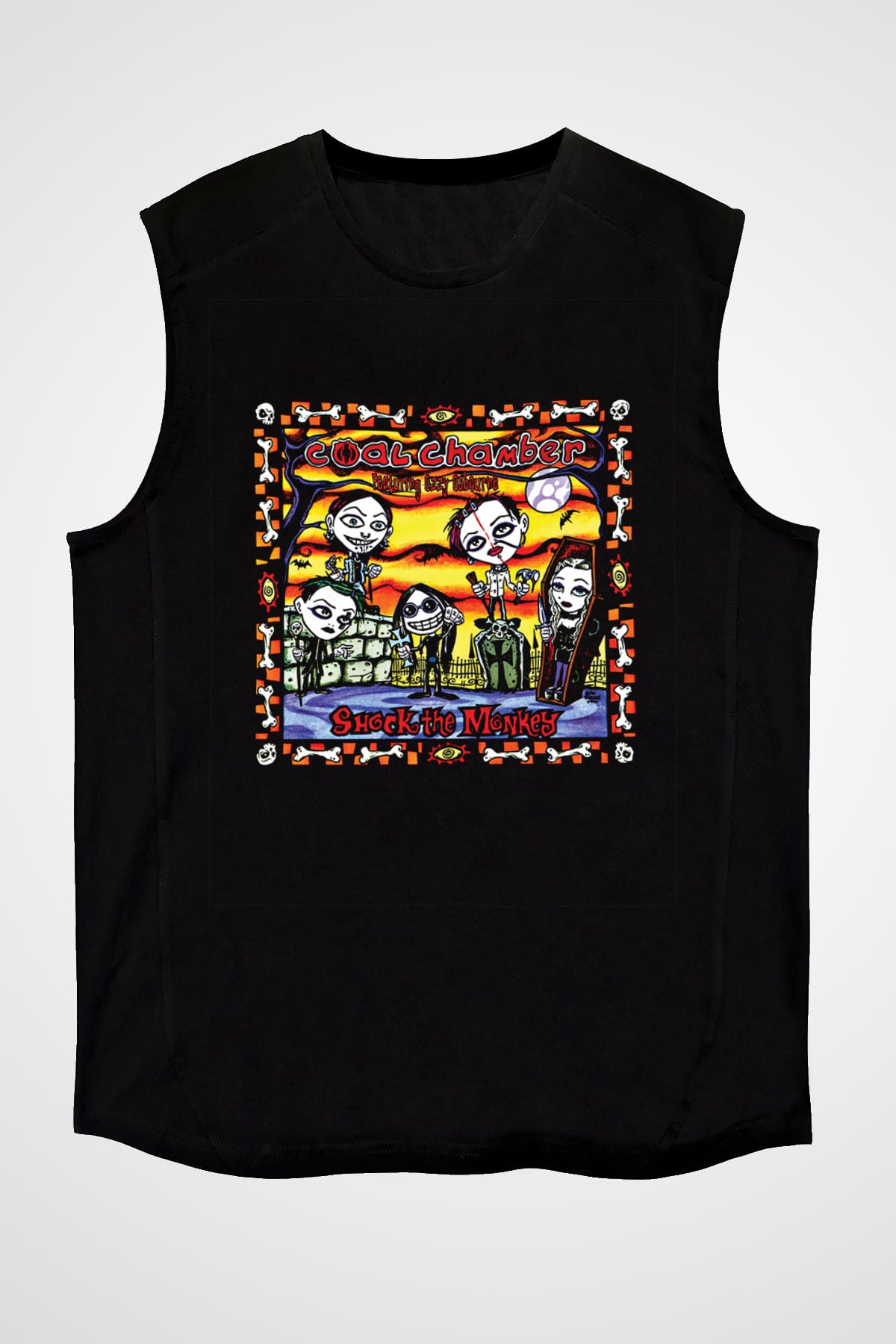 Coal Chamber Baskılı Unisex Siyah Kolsuz Tişört