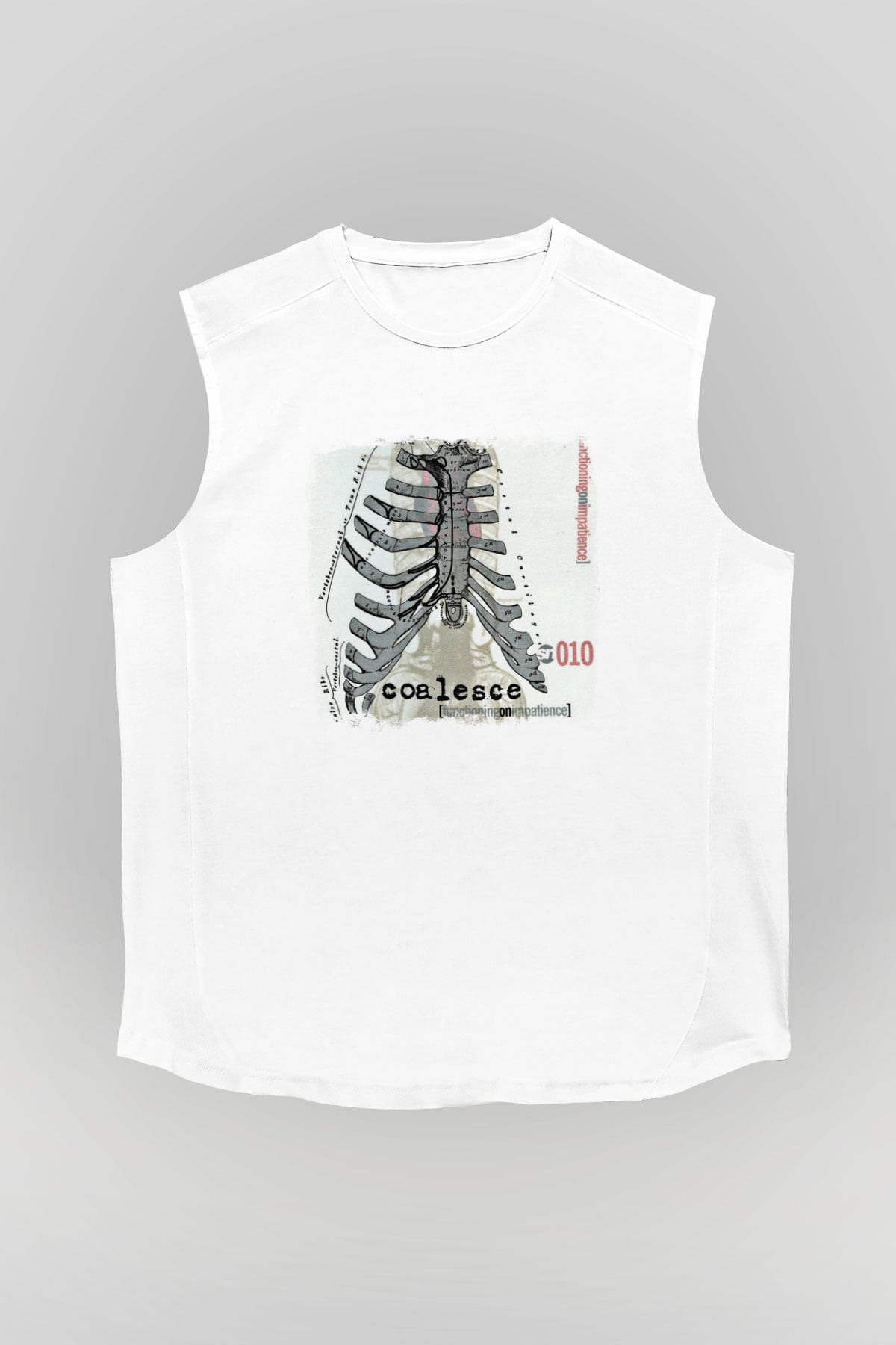 Coalesce Baskılı Unisex Beyaz Kolsuz Tişört