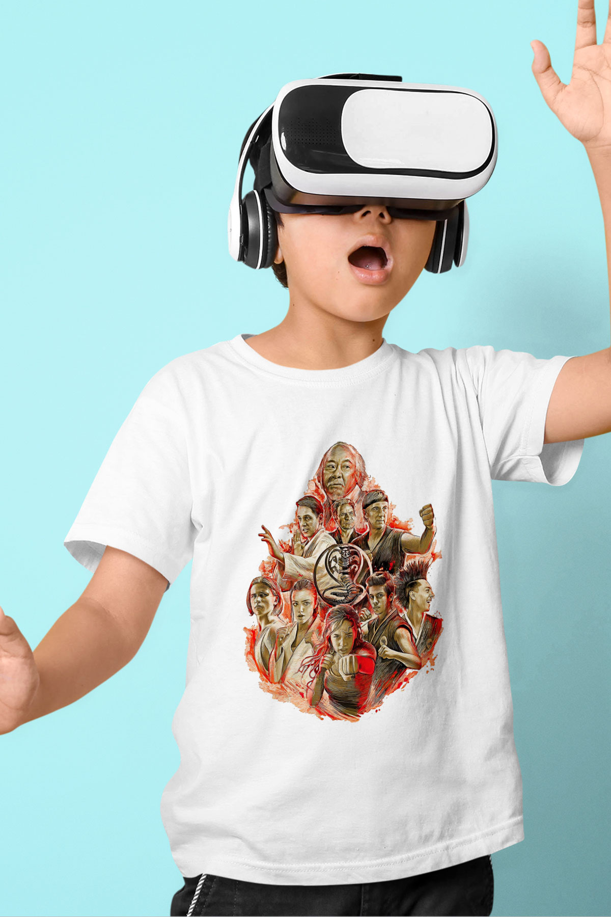 Cobra Kai Baskılı Beyaz Unisex Beyaz Çocuk Tişört - Tshirt