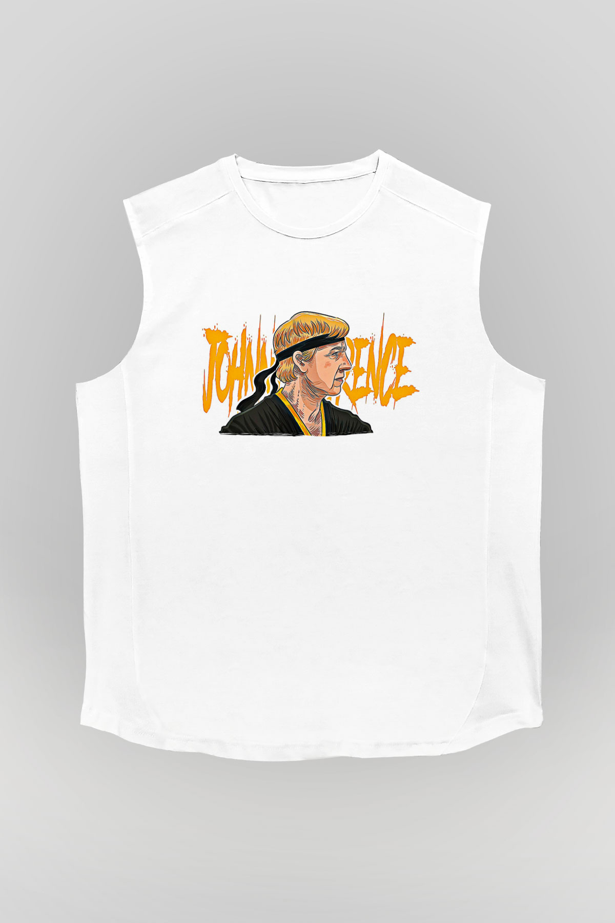 Cobra Kai Baskılı Beyaz Unisex Kolsuz Tişört - Tshirt