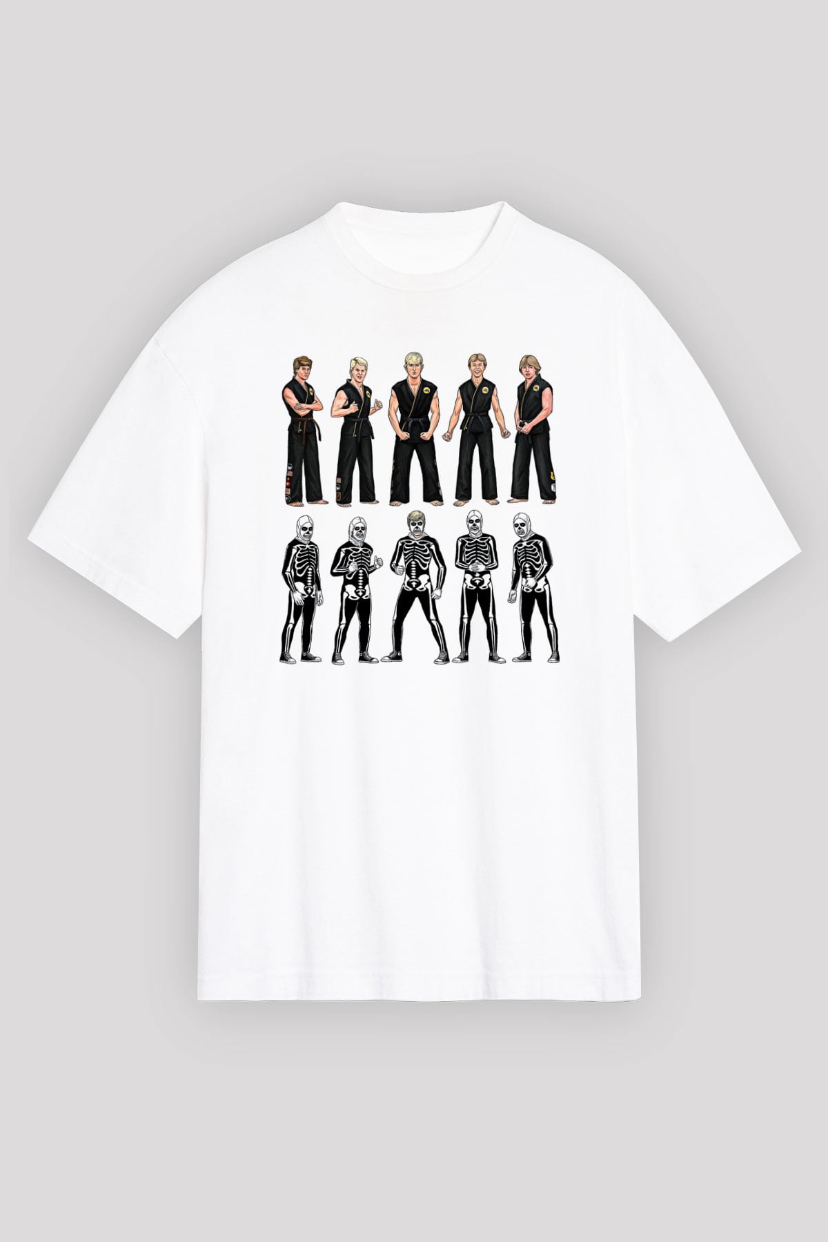 Cobra Kai Baskılı Beyaz Unisex Oversize Tişört - Tshirt