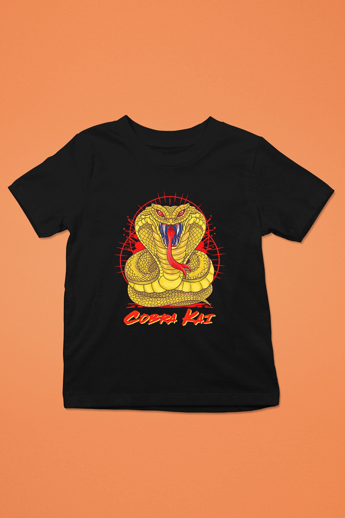 Cobra Kai Baskılı Unisex Siyah Çocuk Tişört - Tshirt