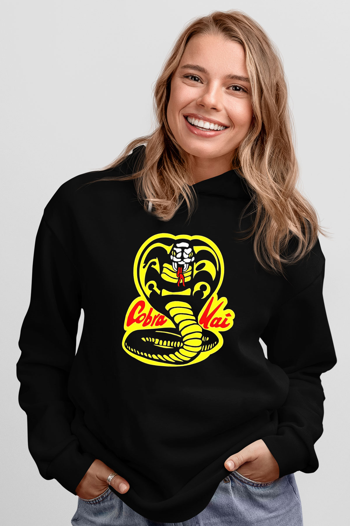 Cobra Kai Baskılı Unisex Siyah Hoodie