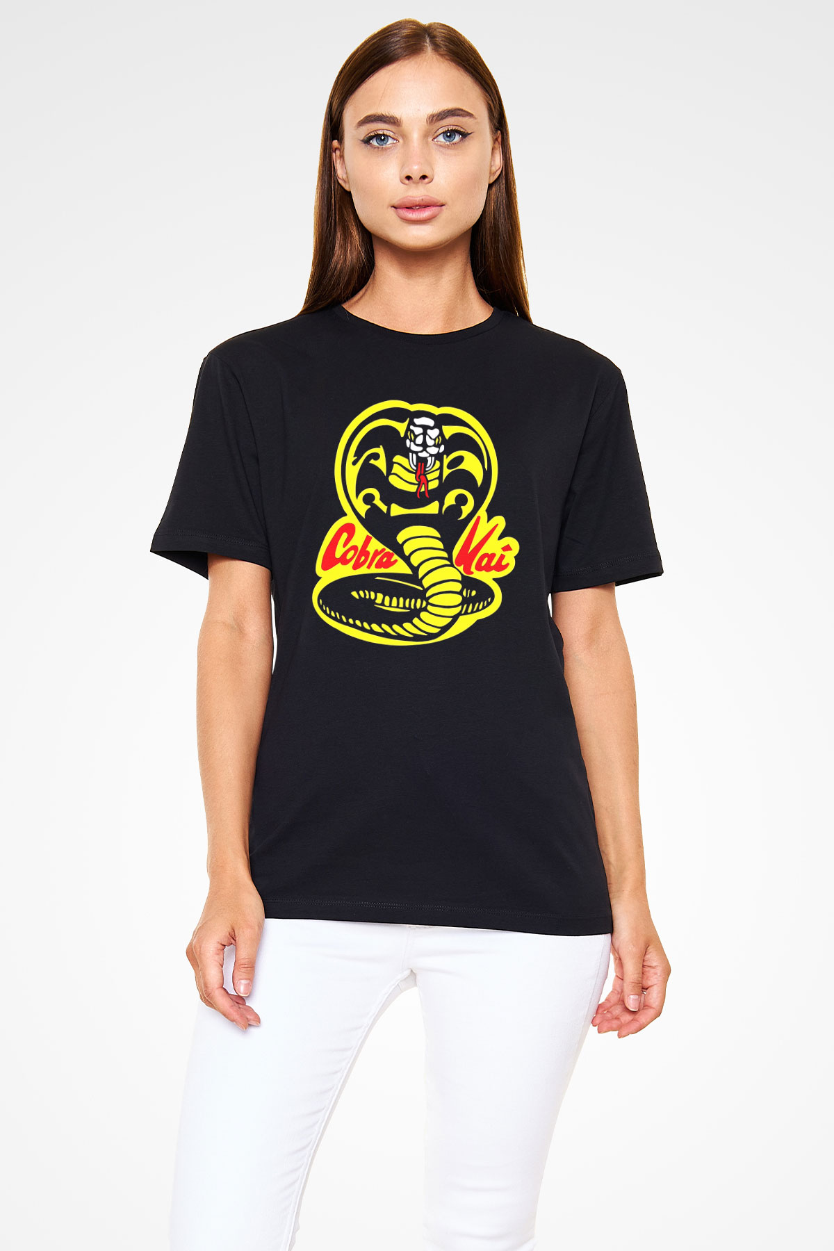 Cobra Kai Baskılı Unisex Siyah Tişört - Tshirt