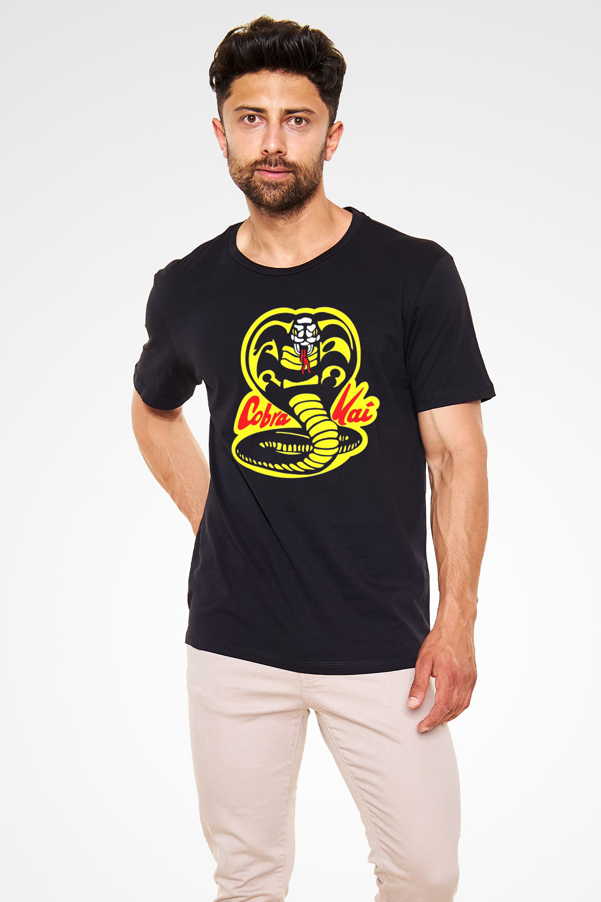 Cobra Kai Baskılı Unisex Siyah Tişört - Tshirt