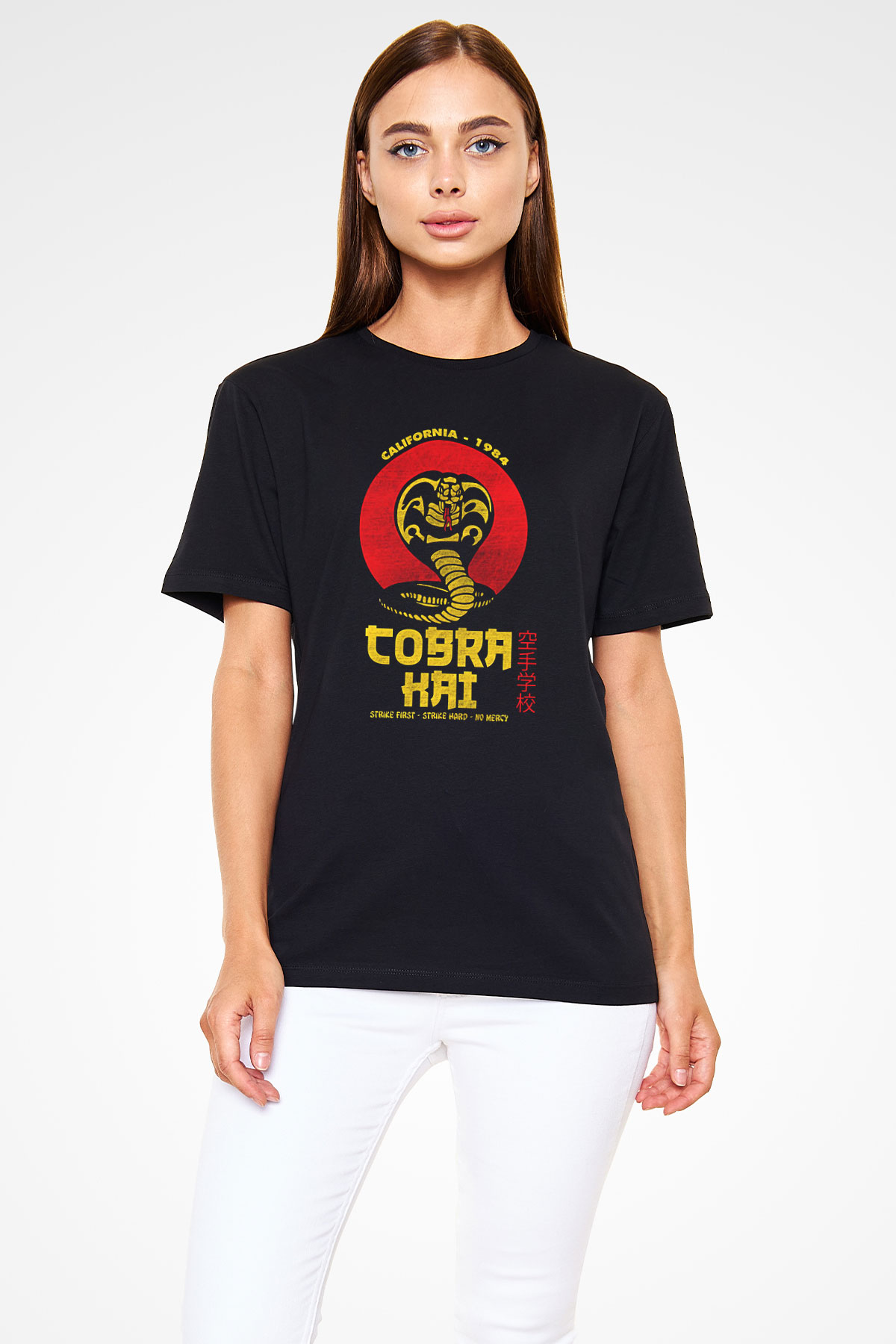 Cobra Kai Baskılı Unisex Siyah Tişört - Tshirt
